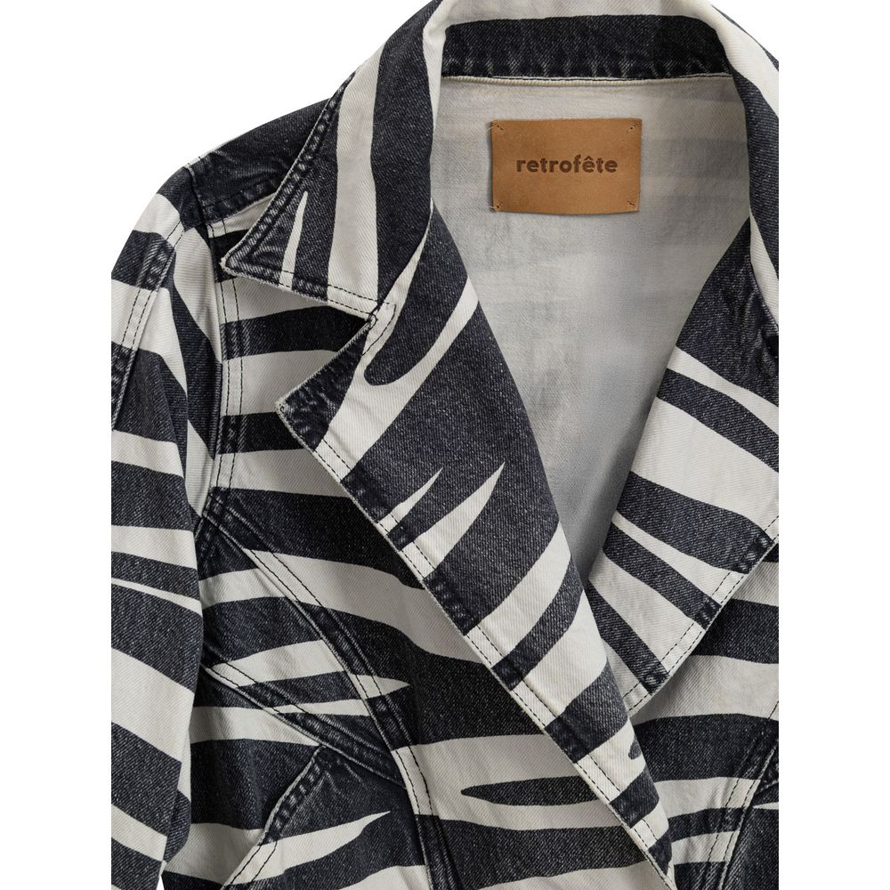 Retrofête Black And White Cotton Blazer - Image 4