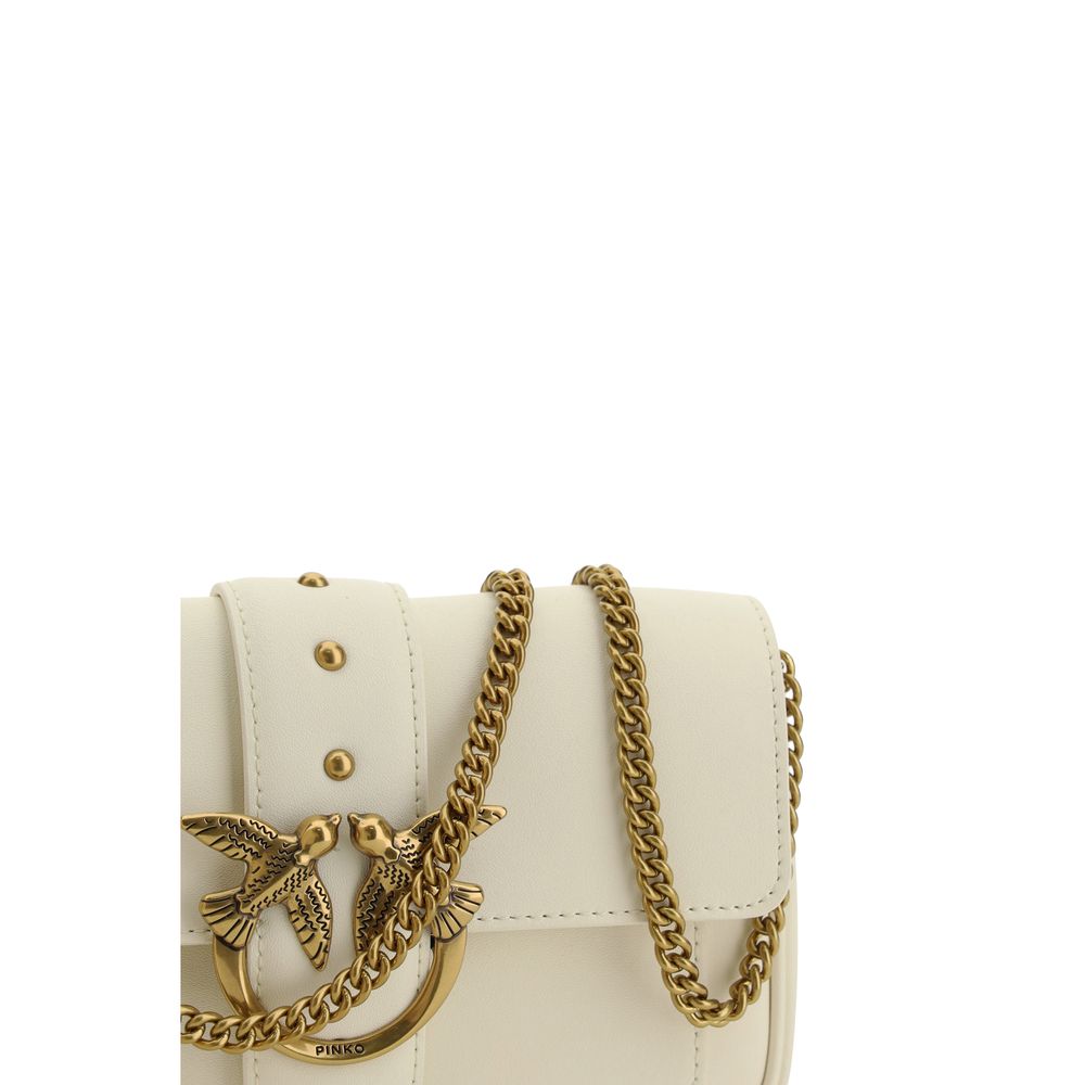 PINKO White Calf Leather Bos Taurus Shoulder Bag - Image 4