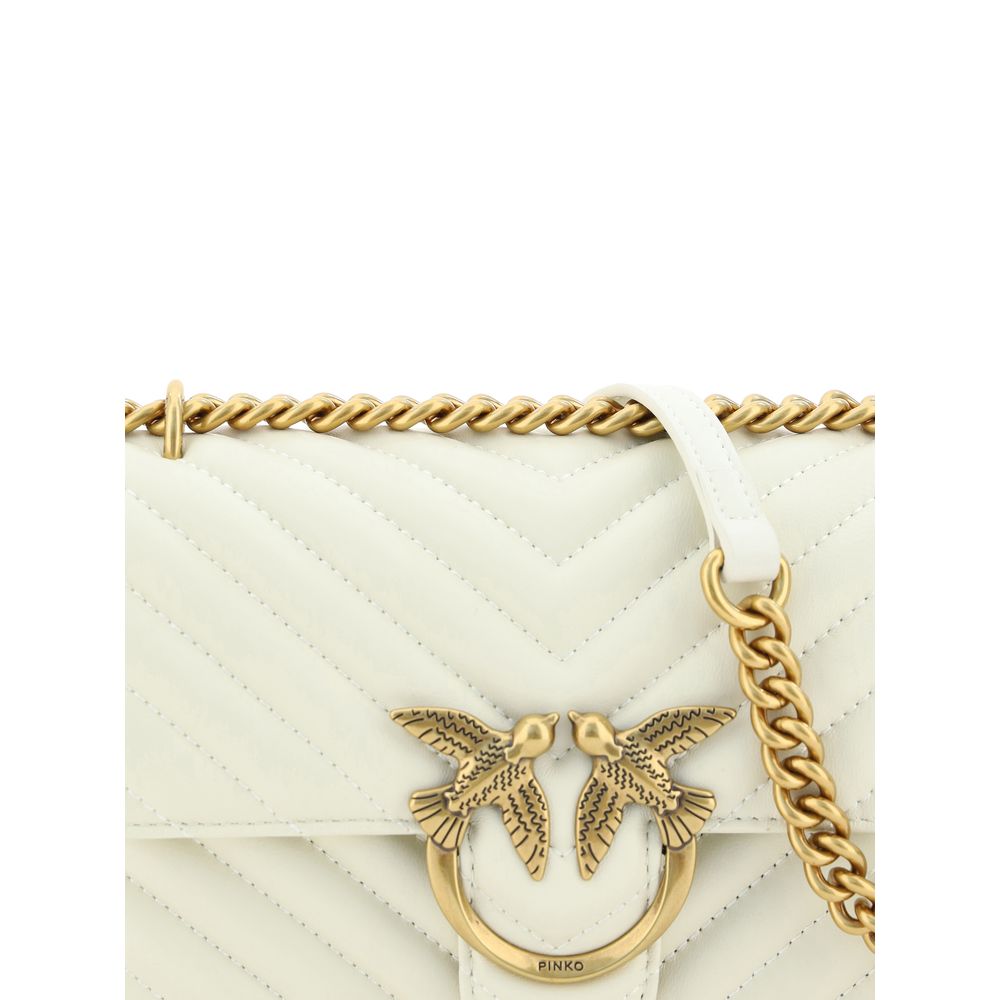PINKO White Calf Leather Bos Taurus Shoulder Bag - Image 4