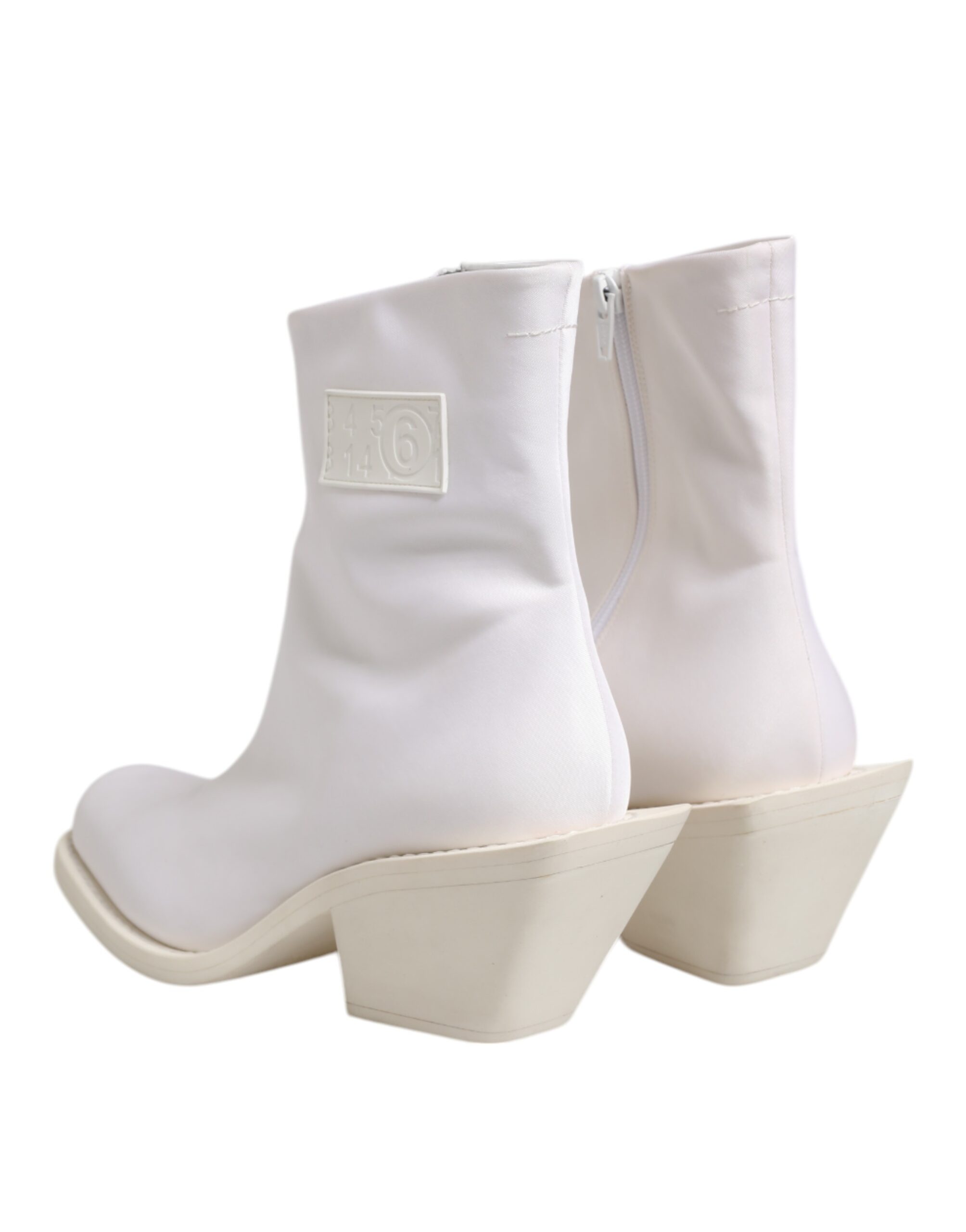 Maison Margiela White Square Heel Zip Ankle Boots Shoes - Image 5