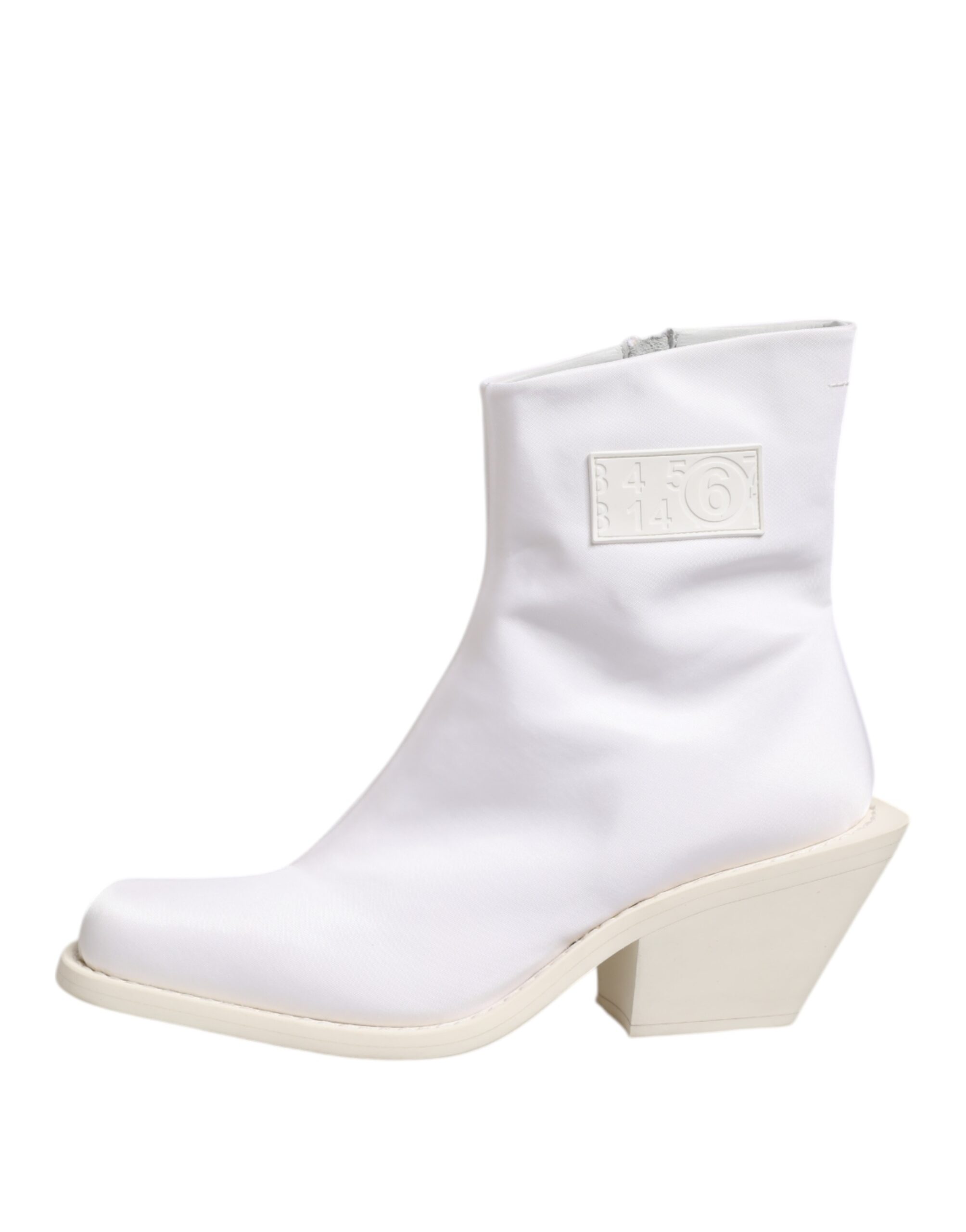 Maison Margiela White Square Heel Zip Ankle Boots Shoes - Image 6