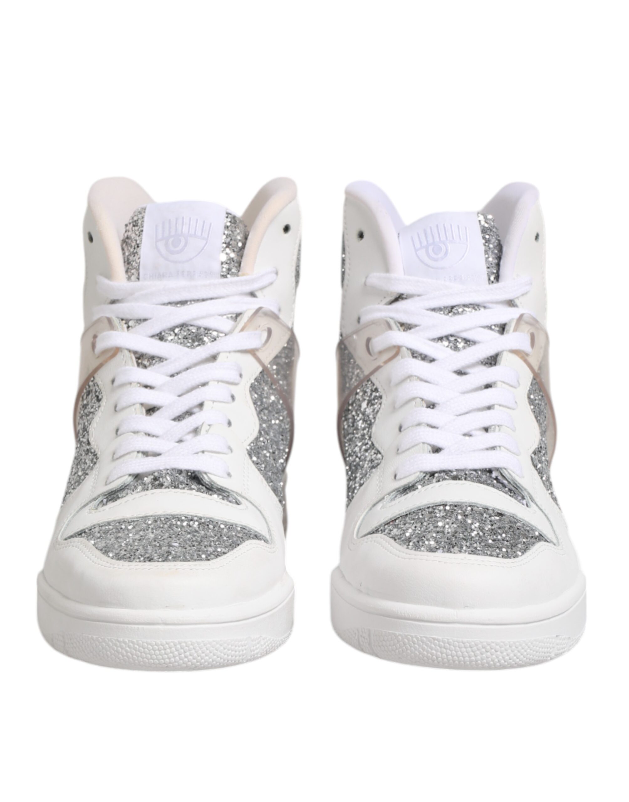 Chiara Ferragni White Silver High Top Women Sneakers Shoes - Image 2
