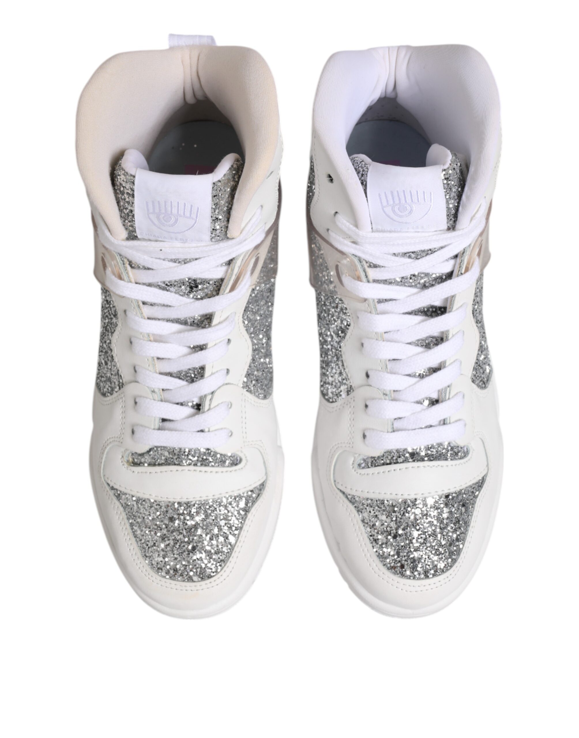 Chiara Ferragni White Silver High Top Women Sneakers Shoes - Image 3