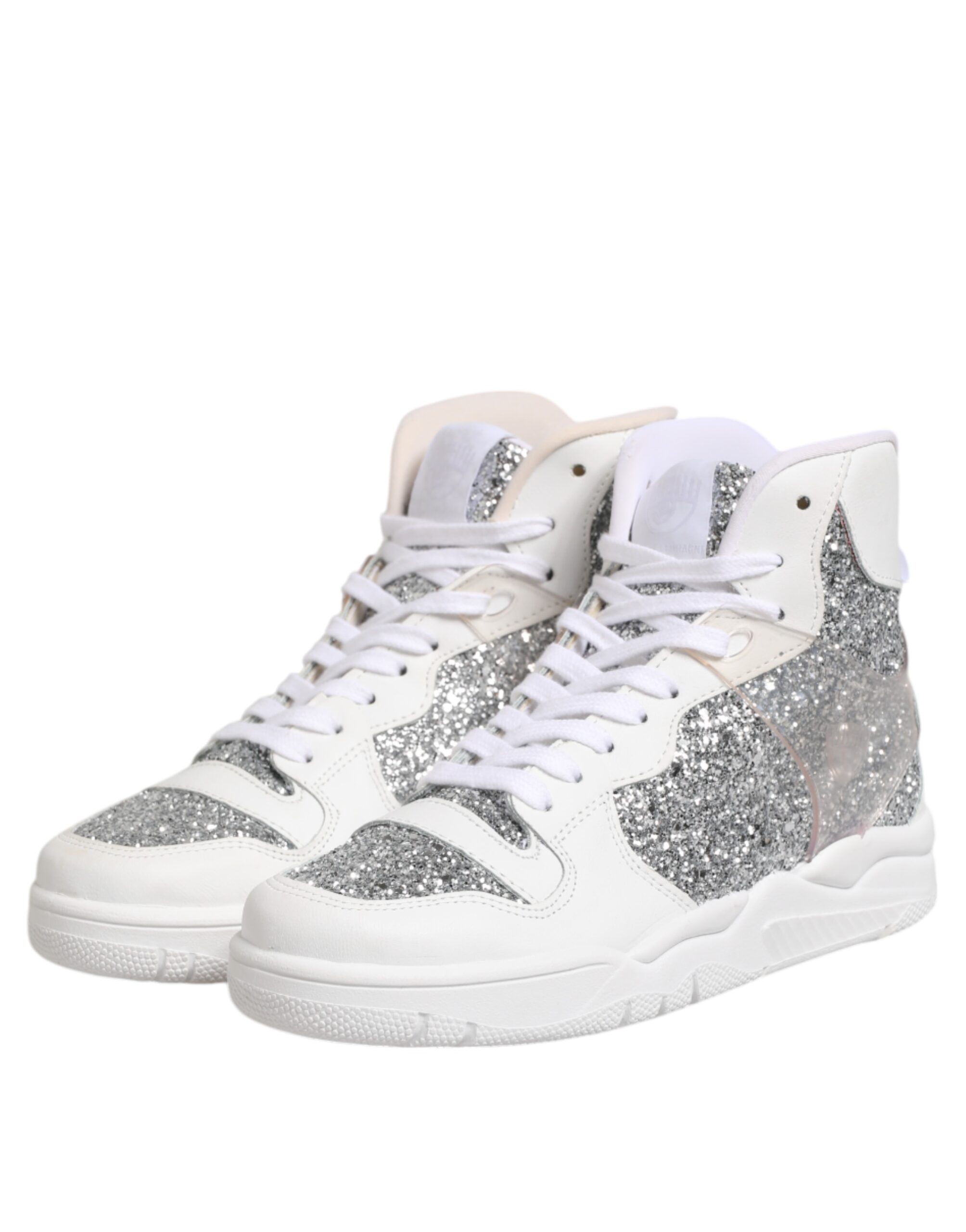 Chiara Ferragni White Silver High Top Women Sneakers Shoes - Image 4