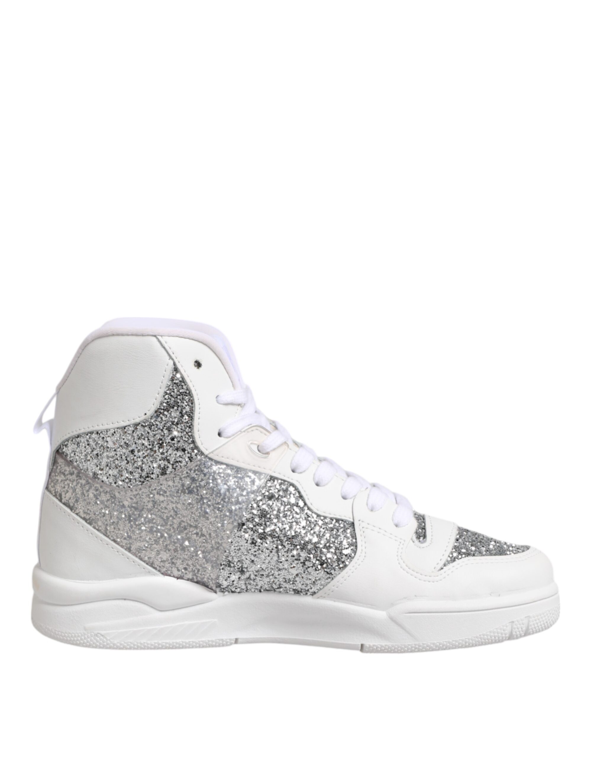 Chiara Ferragni White Silver High Top Women Sneakers Shoes - Image 7