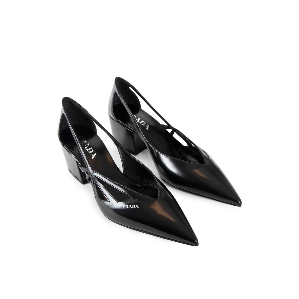 Prada Brushed Leather Cut-Out Pumps - Image 4