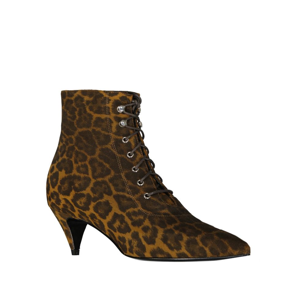 Saint Laurent Kiki Lace-Up Leopard-Print Ankle Boots - Image 2