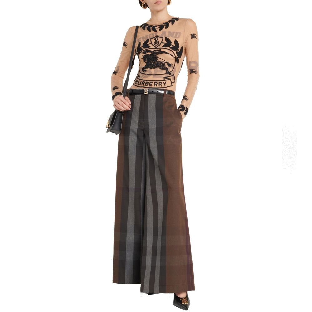 Burberry Checked Wide Leg Canvas Pants - Image 2