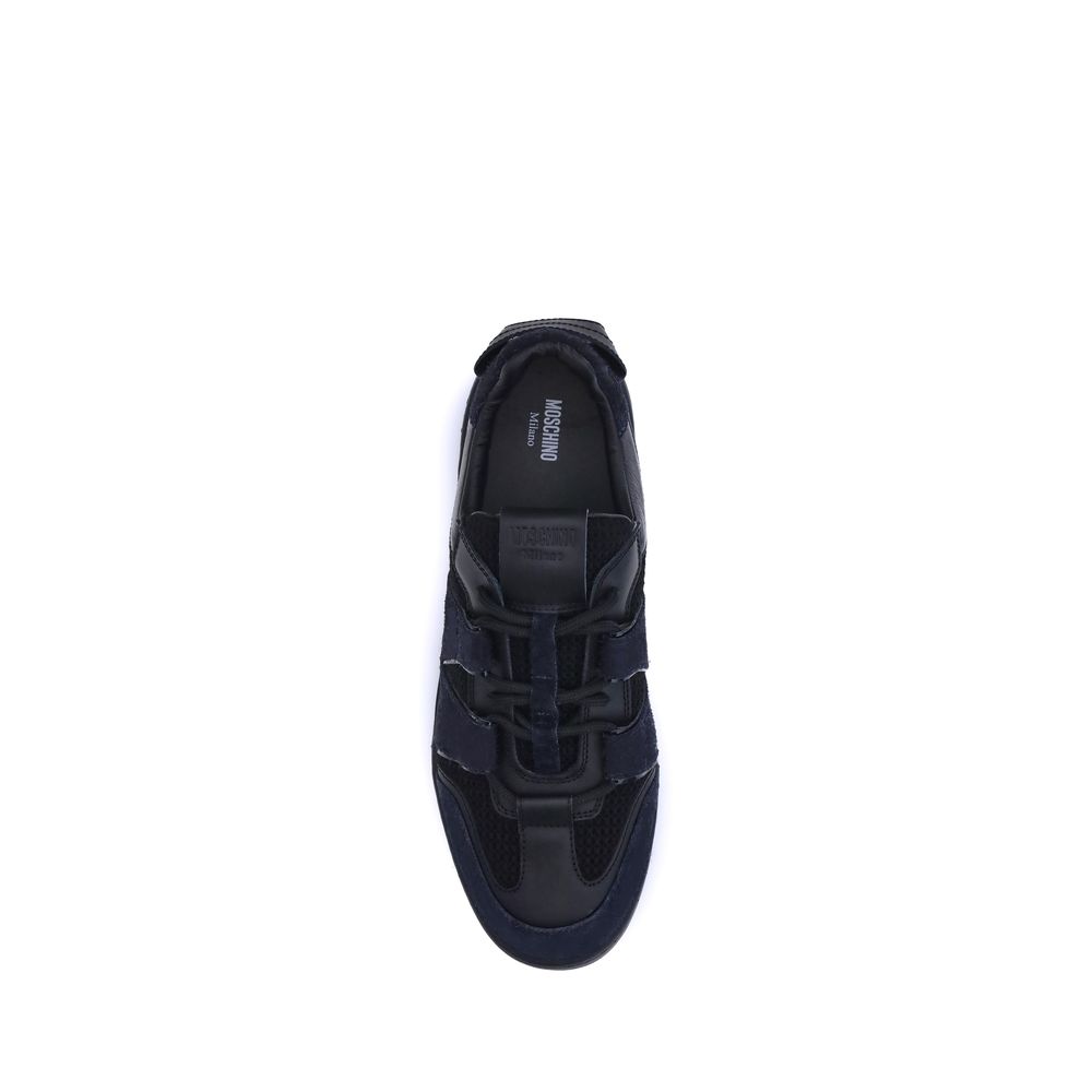 Moschino Black Calf Leather Bos Taurus Athletic Sneakers - Image 4