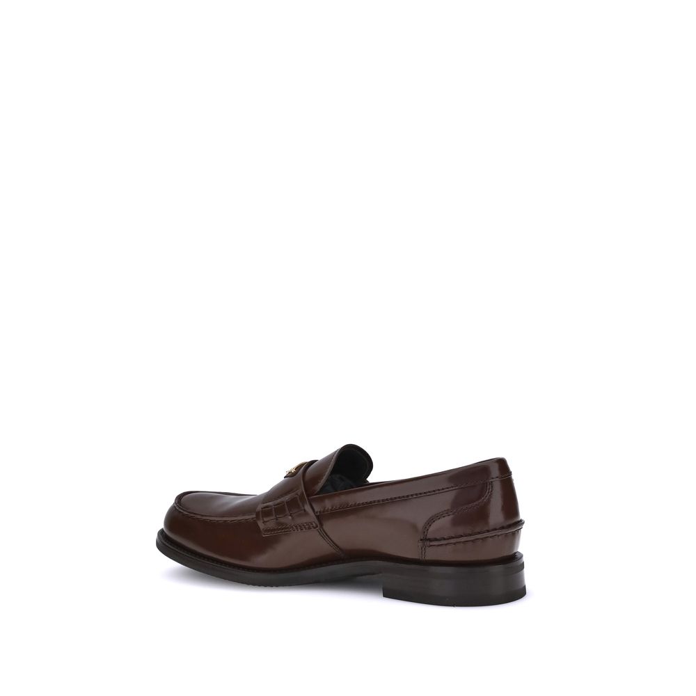 Prada Brown Calf Leather Bos Taurus Slip-On Loafers - Image 3