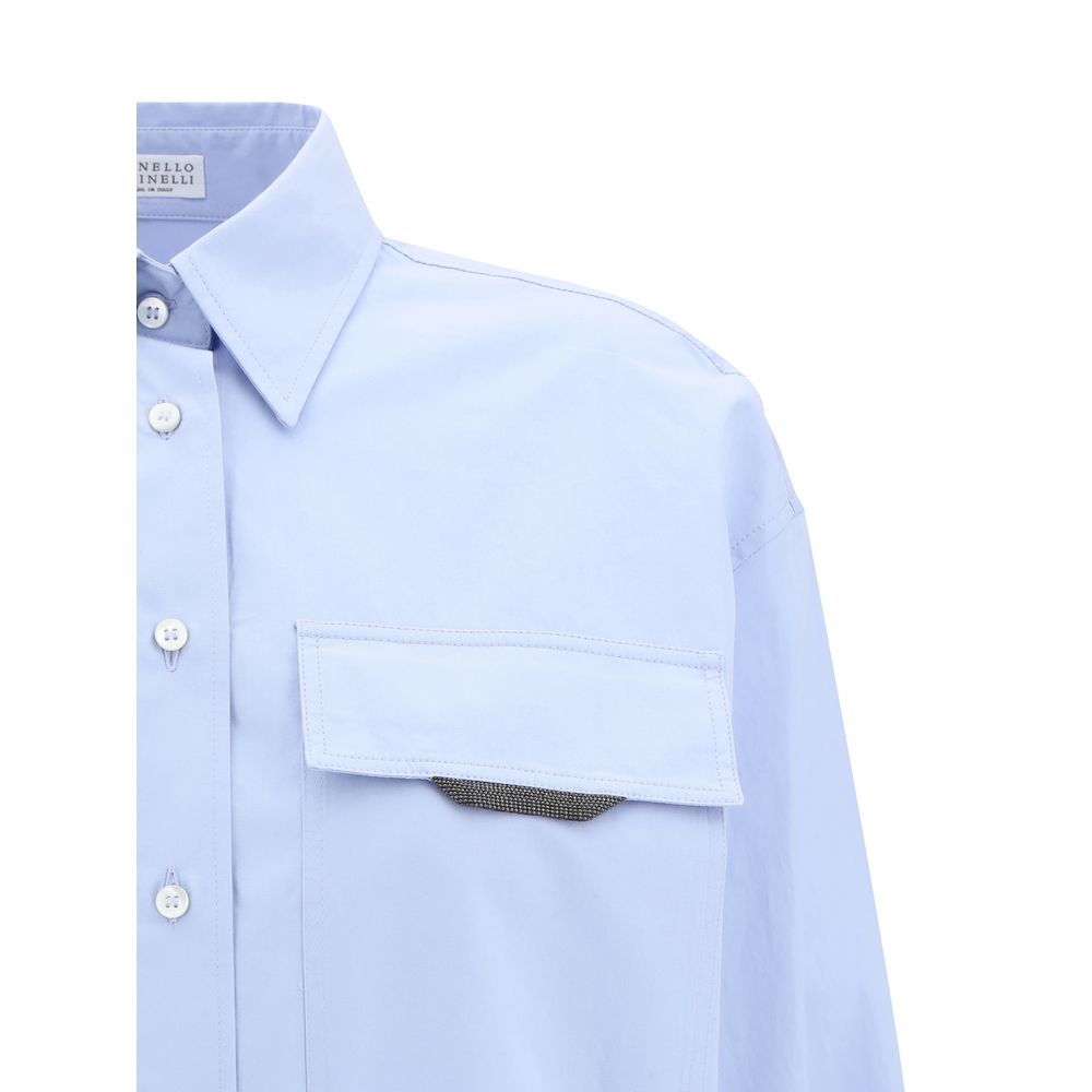 Brunello Cucinelli Light Blue Cotton Dress Shirt - Image 3