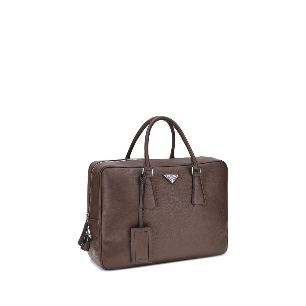 Prada Brown Calf Leather Bos Taurus Briefcase - Image 2