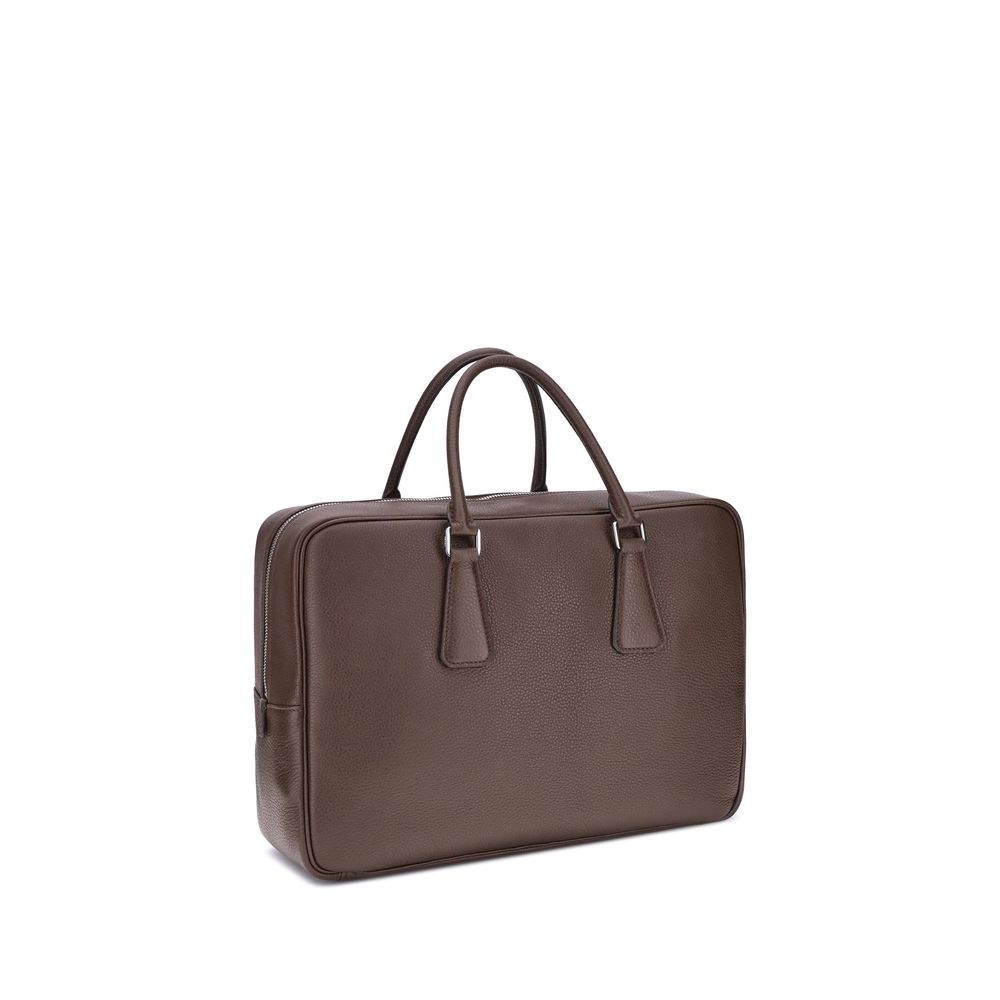 Prada Brown Calf Leather Bos Taurus Briefcase - Image 3