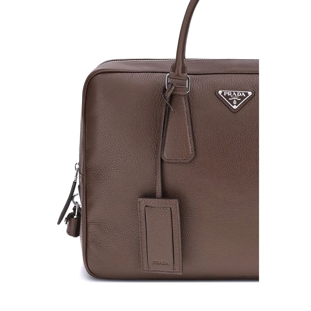 Prada Brown Calf Leather Bos Taurus Briefcase - Image 4