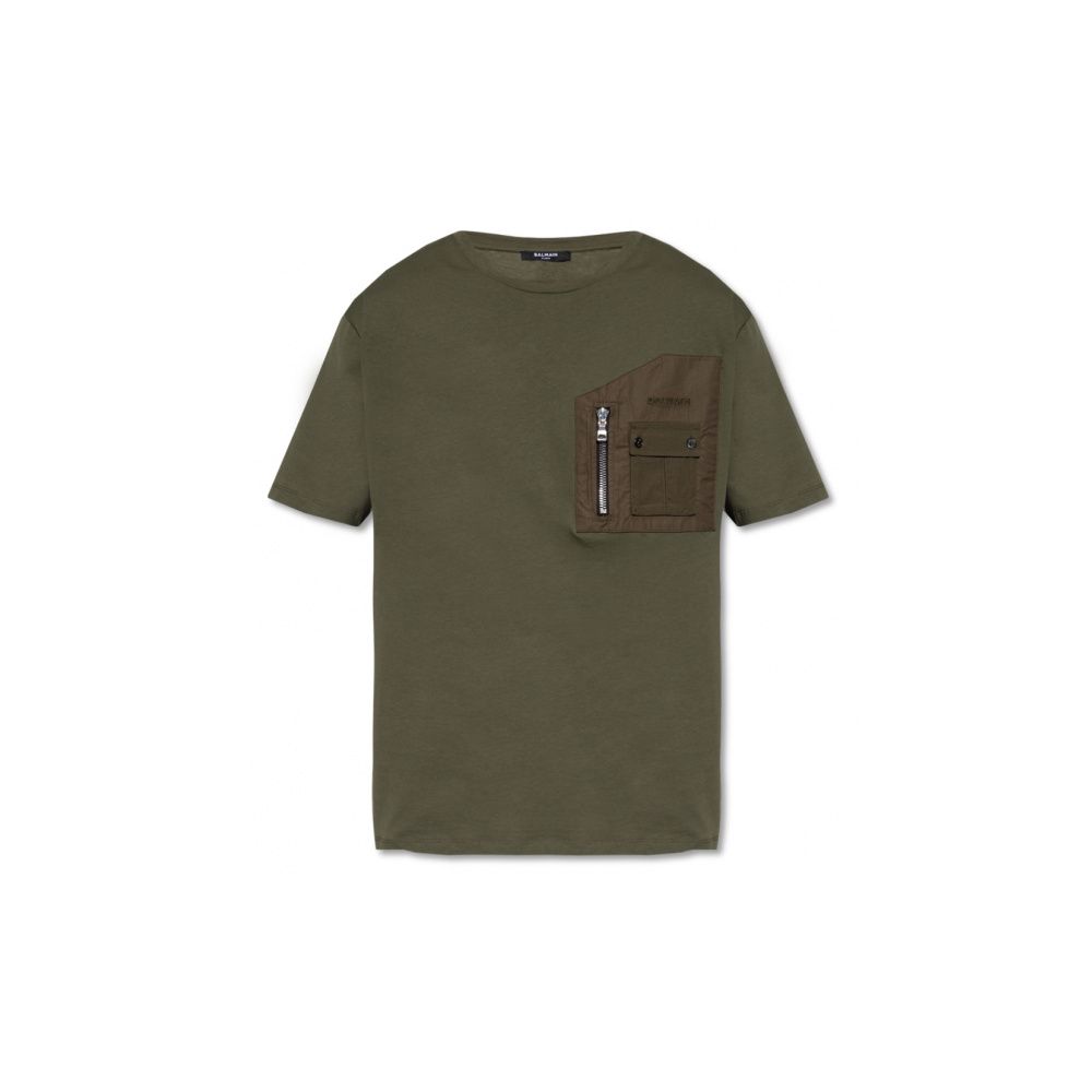 Balmain Green Cotton T-Shirt - Image 4