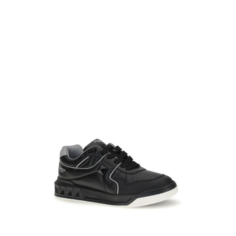 Valentino Garavani Black Calf Leather Bos Taurus Low Top Sneakers - Image 2