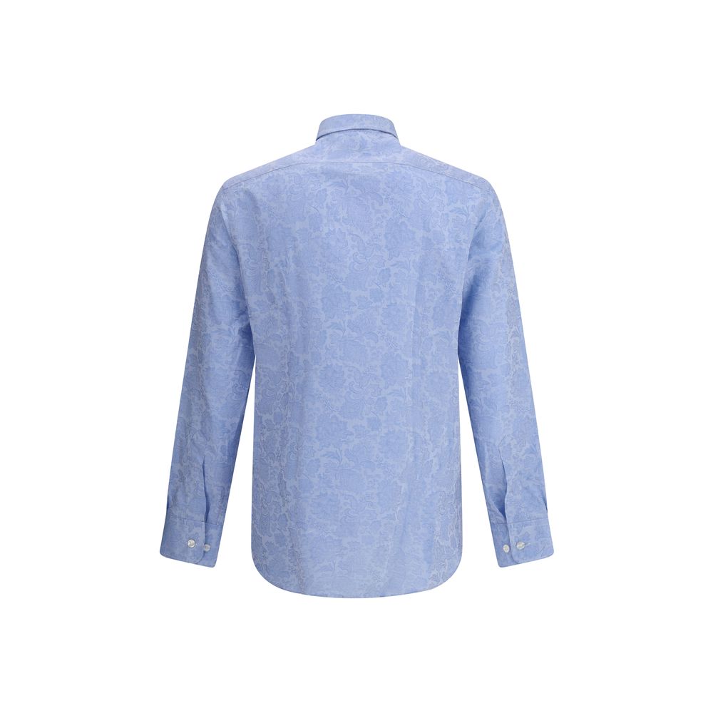 Etro Light Blue Cotton Pattern Shirt - Image 2