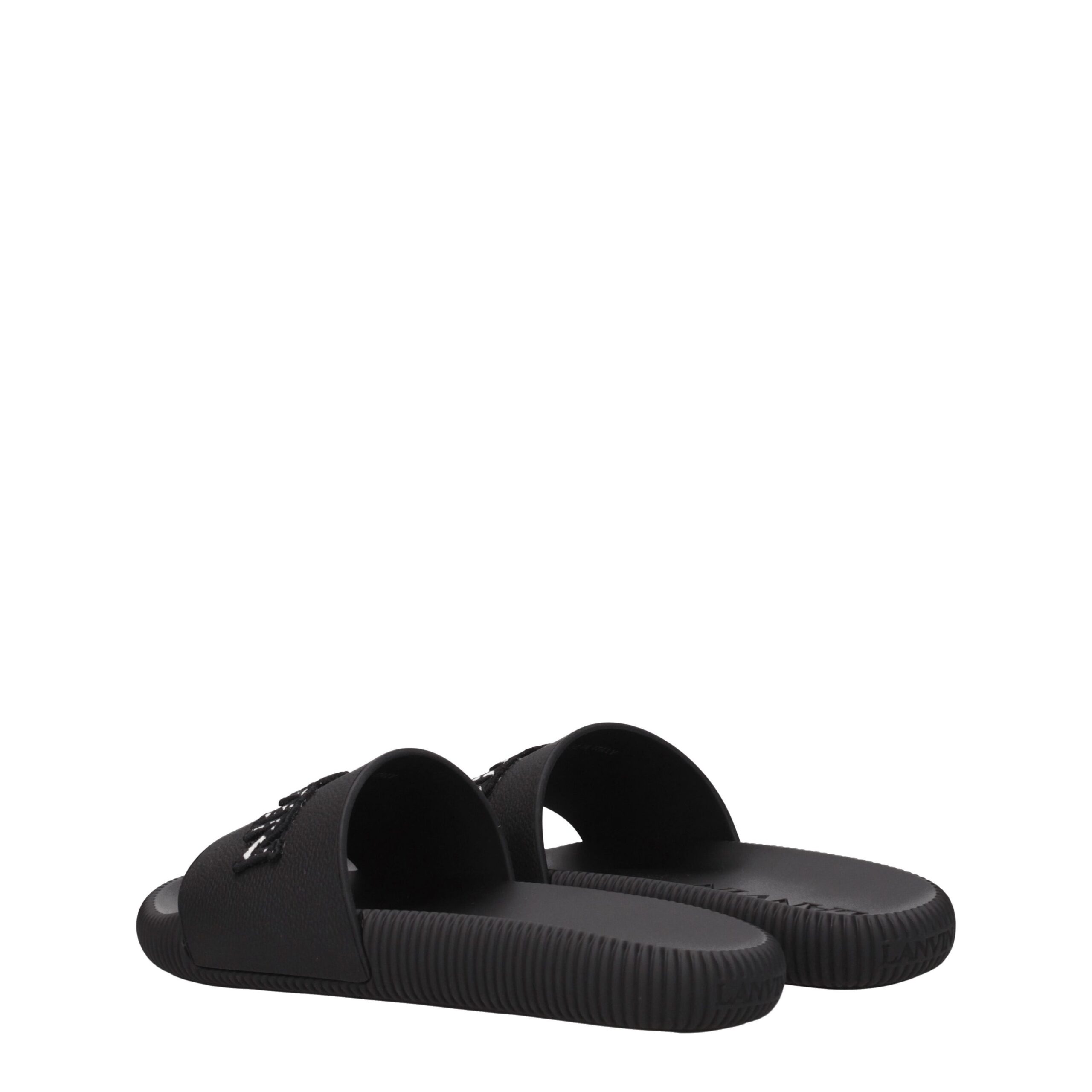 Lanvin Black Cotton Slippers Sandals - Image 4