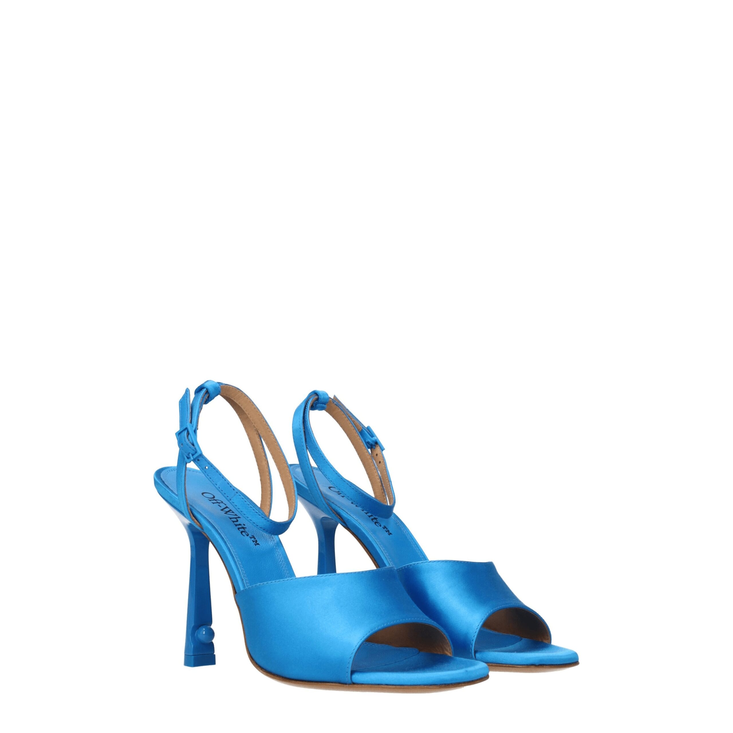 Off-White Blue Satin Stiletto Heel Sandals - Image 2