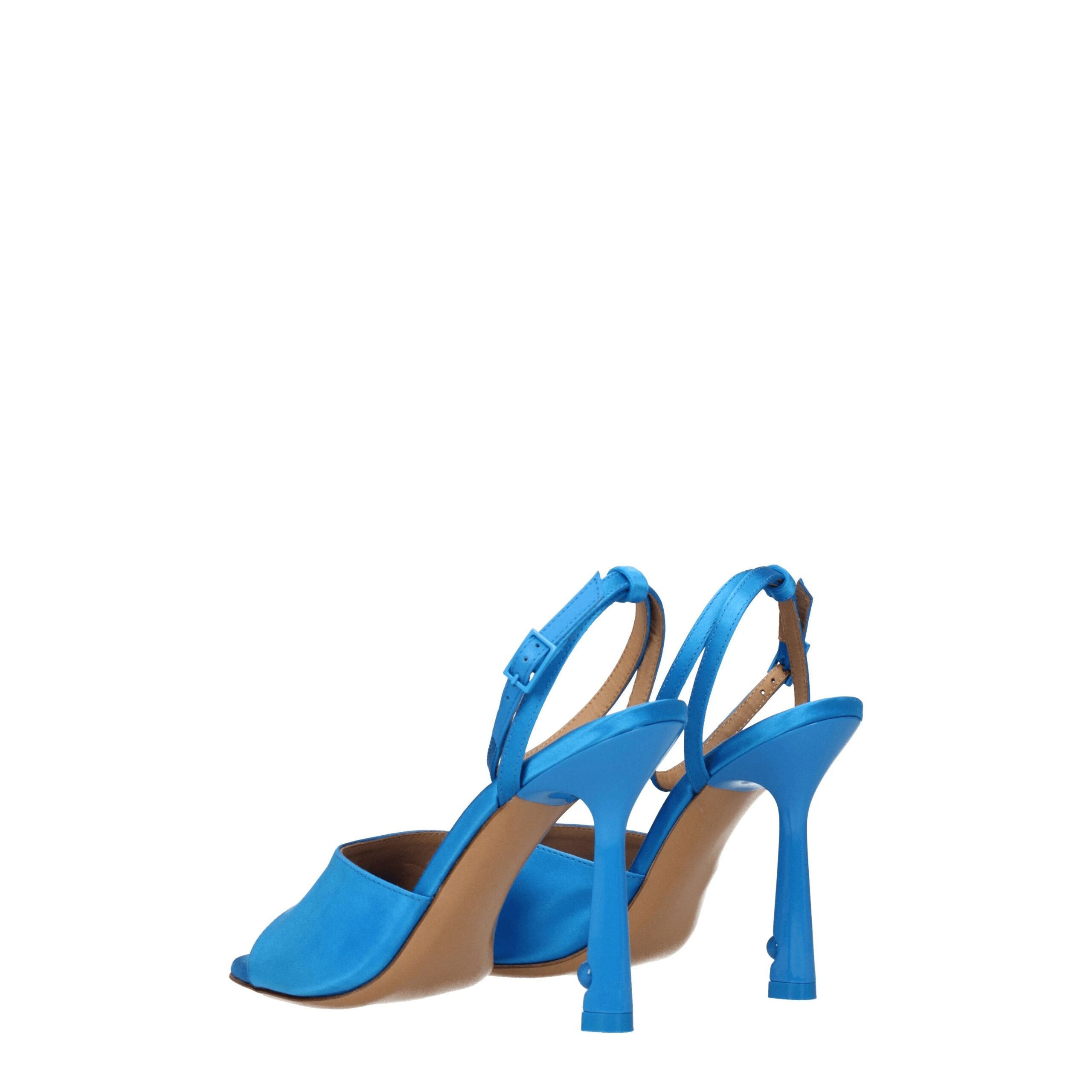 Off-White Blue Satin Stiletto Heel Sandals - Image 4