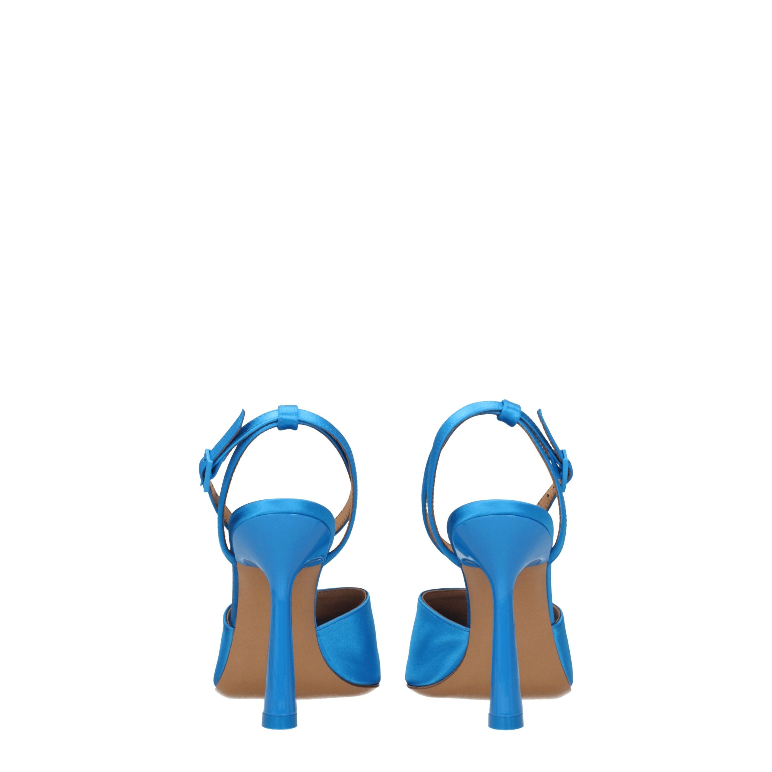 Off-White Blue Satin Stiletto Heel Sandals - Image 5