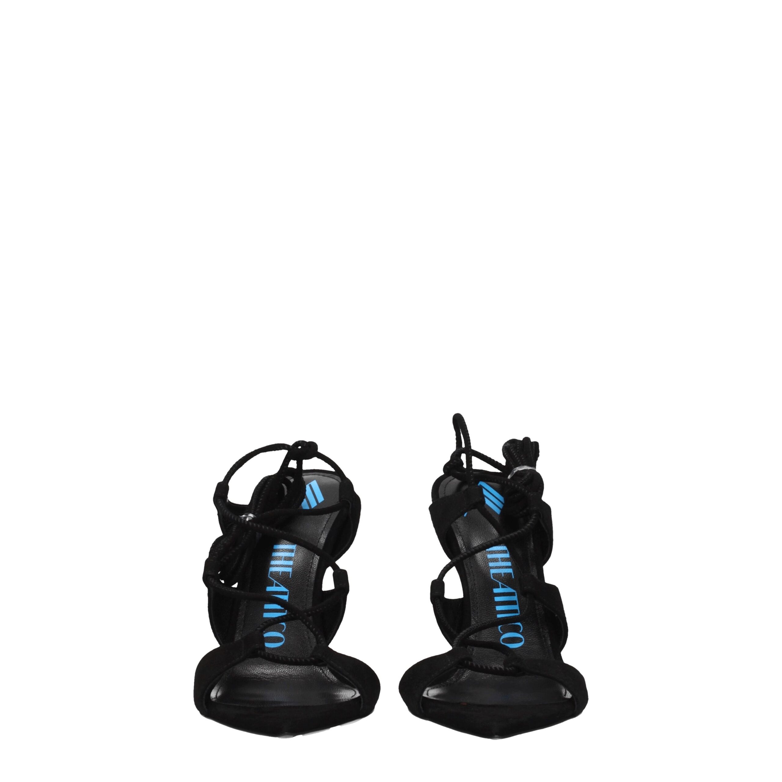 The Attico Black Leather Stiletto Heel Sandals - Image 3