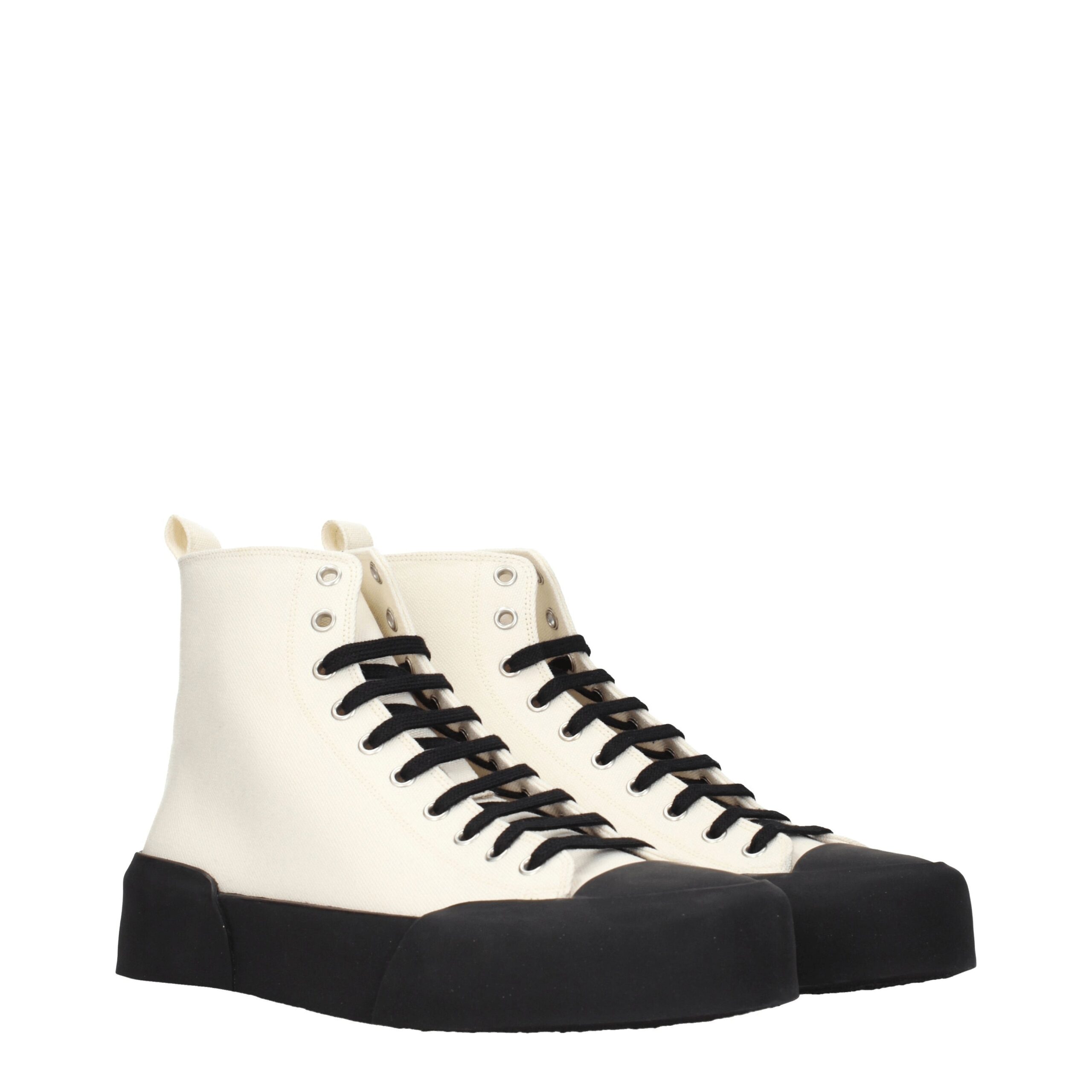 Jil Sander Beige Fabric High Top Sneakers - Image 2