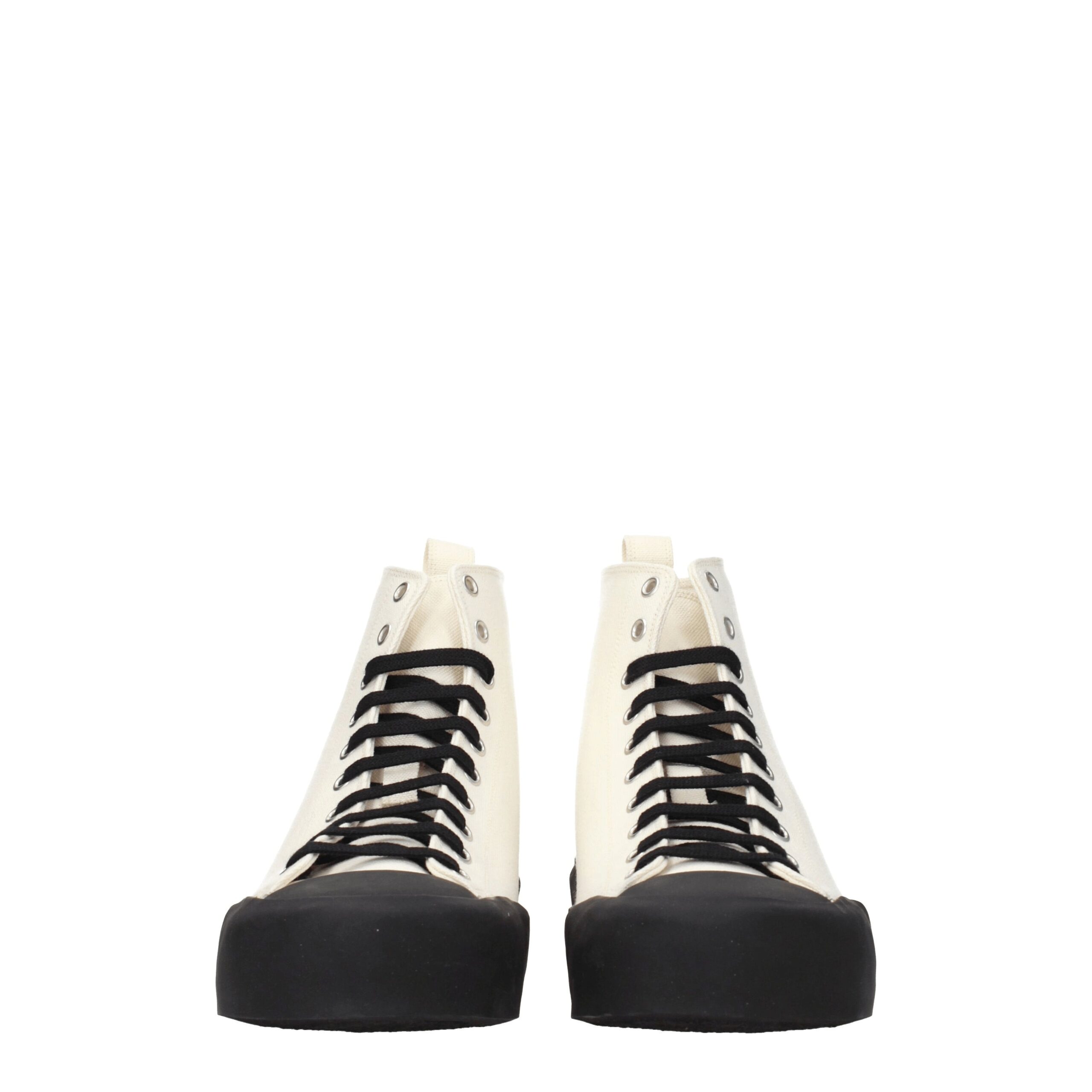 Jil Sander Beige Fabric High Top Sneakers - Image 3
