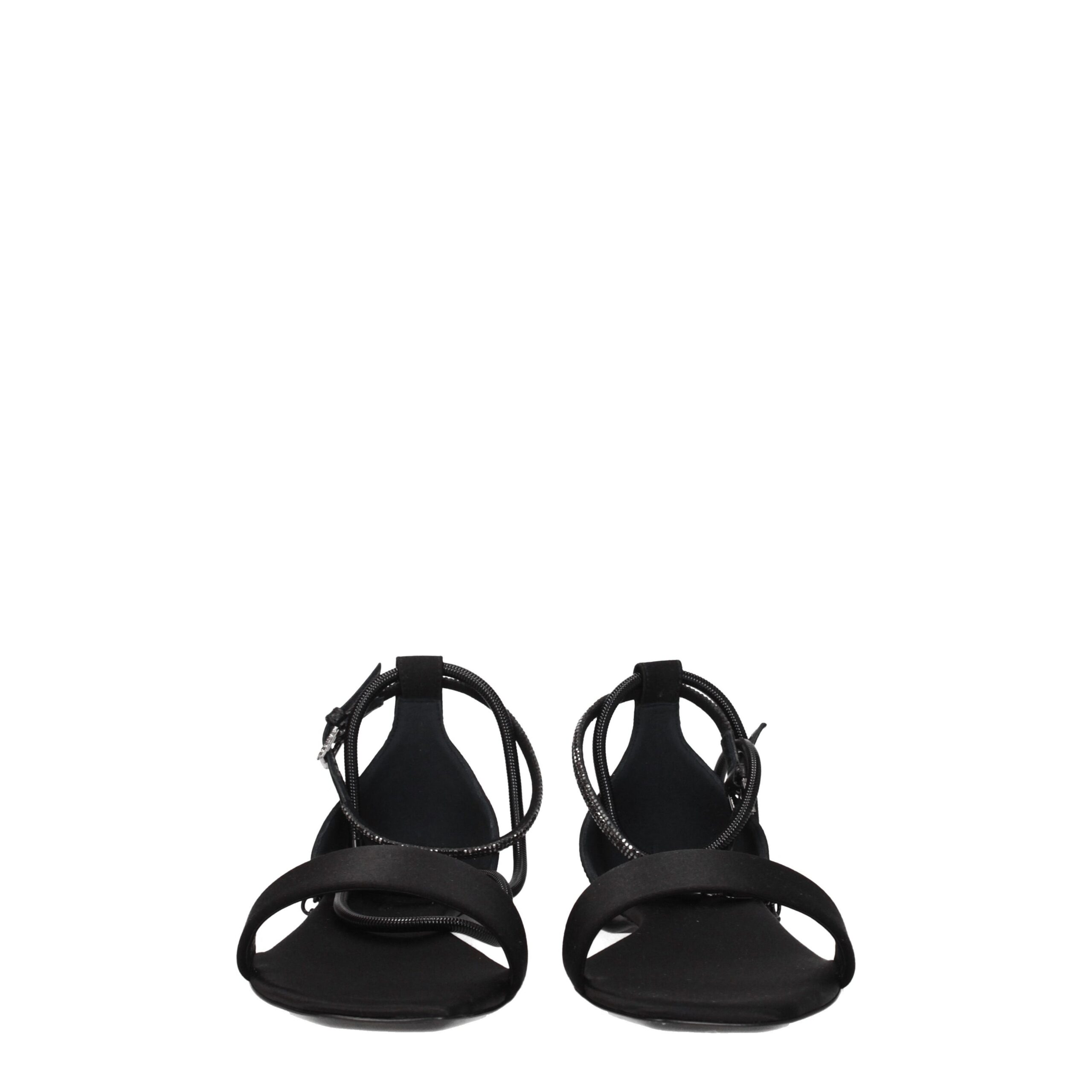 Max Mara Black Satin Flat Sandals - Image 3