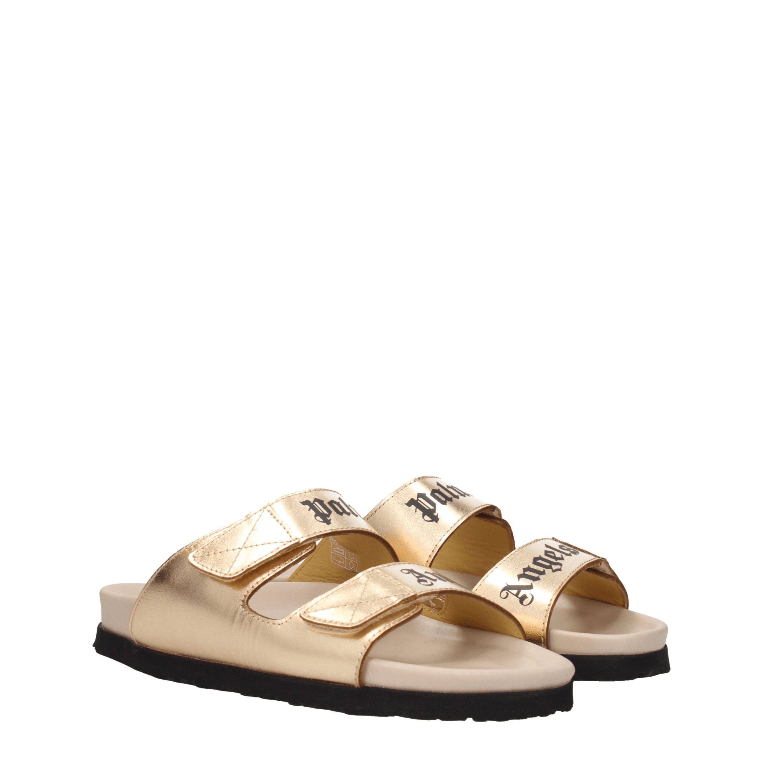 Palm Angels Gold Leather Slippers - Image 2