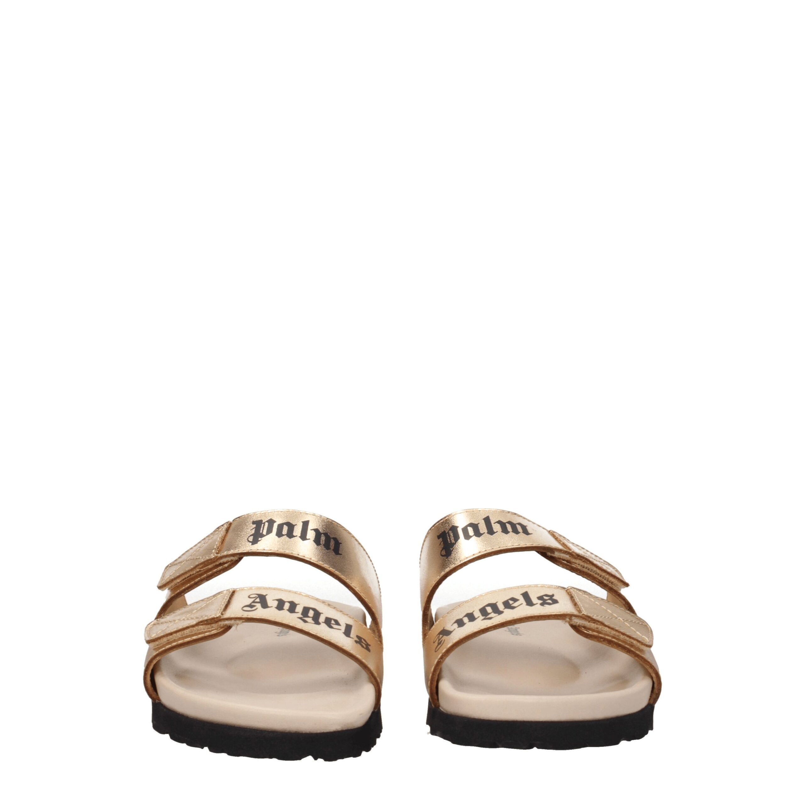 Palm Angels Gold Leather Slippers - Image 3
