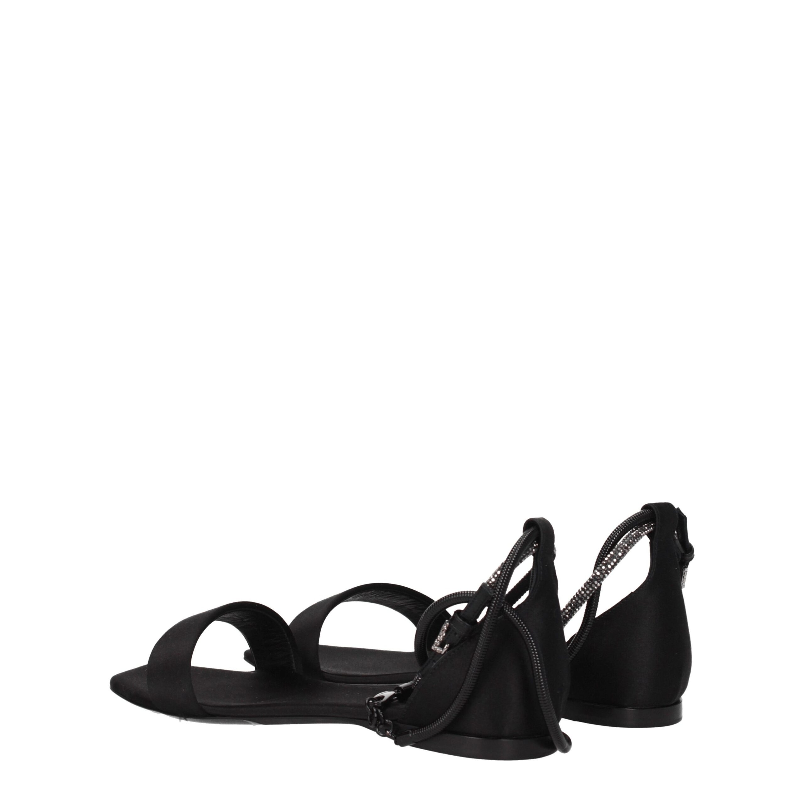Max Mara Black Satin Flat Sandals - Image 4