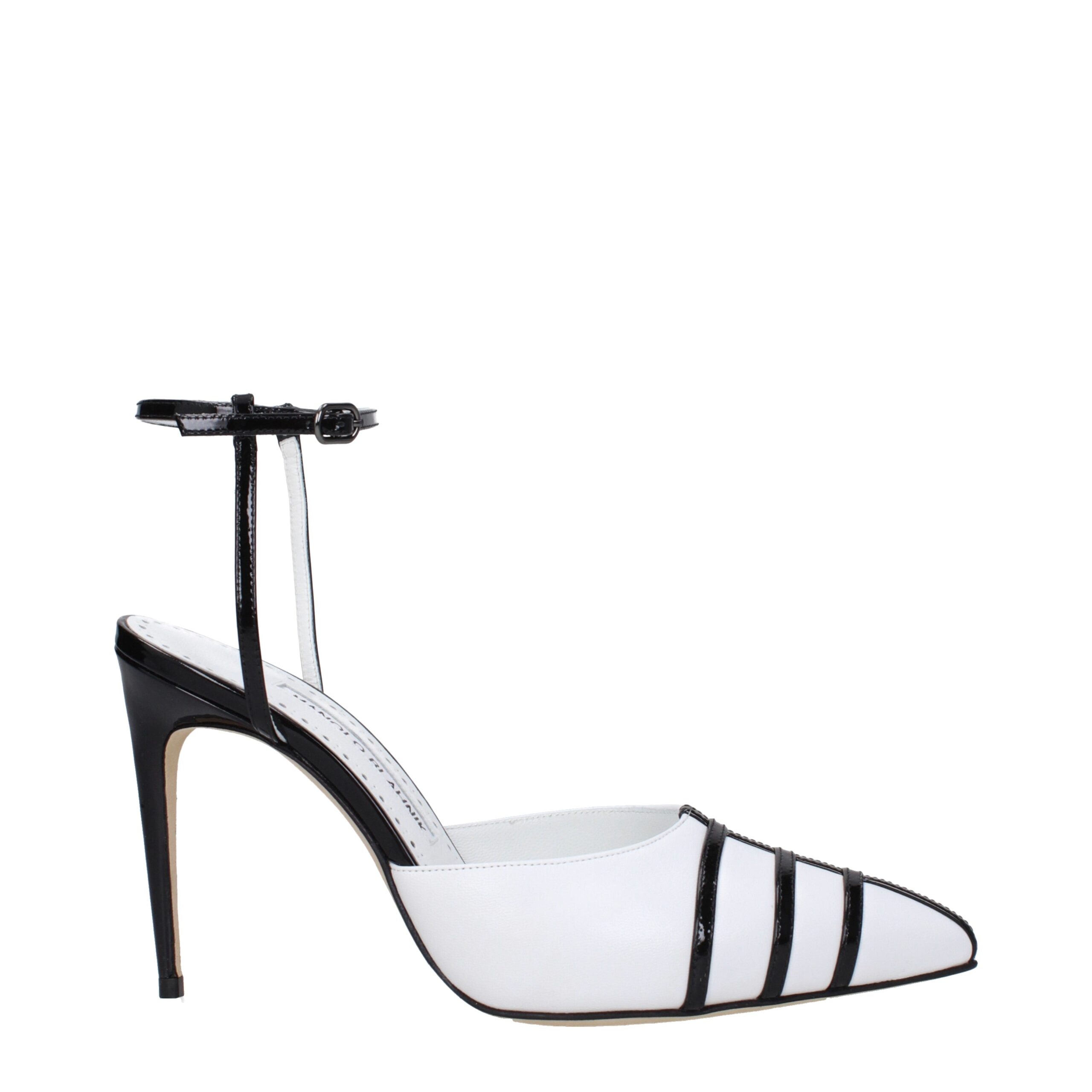 Manolo Blahnik White Leather Stiletto Heels Sandals