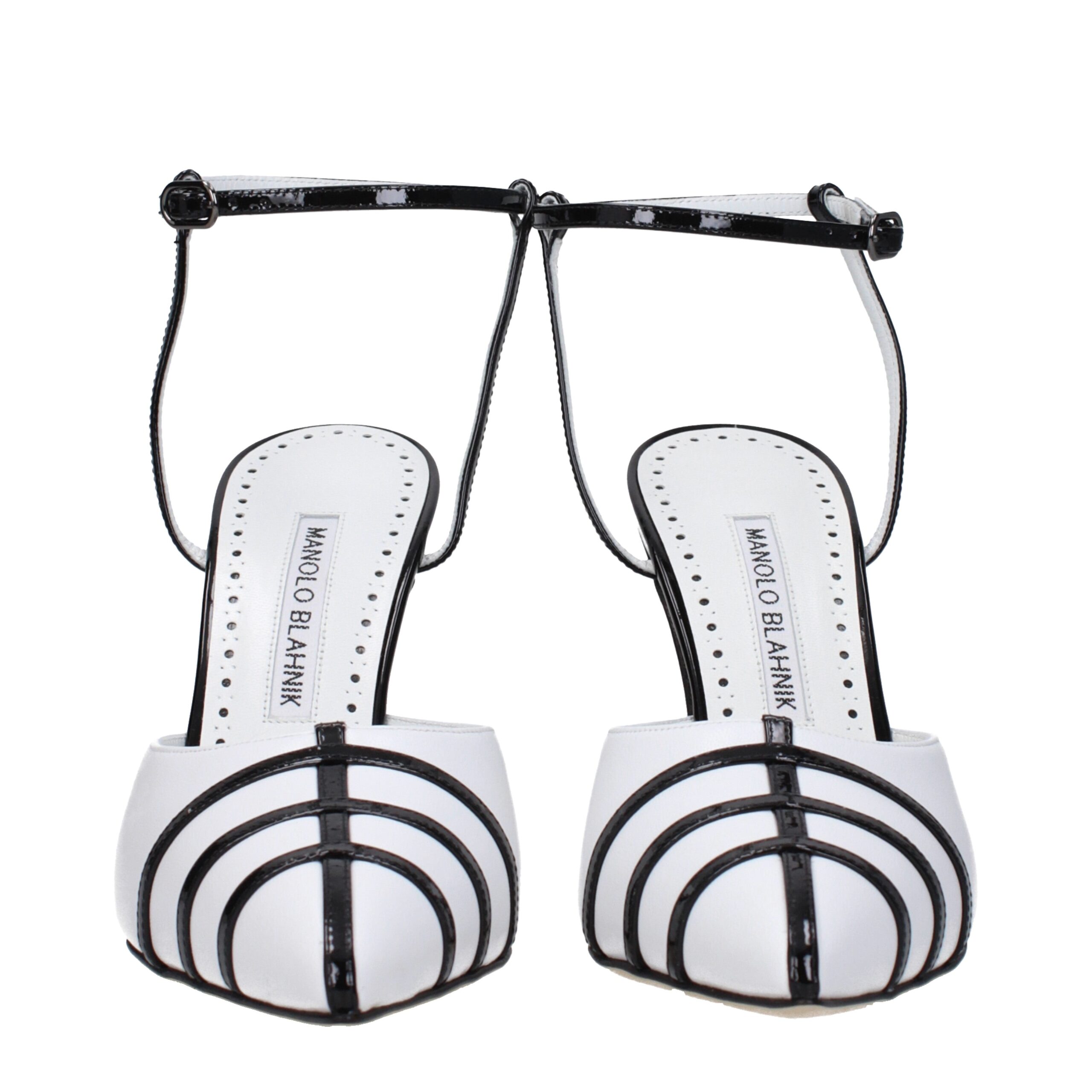 Manolo Blahnik White Leather Stiletto Heels Sandals - Image 3