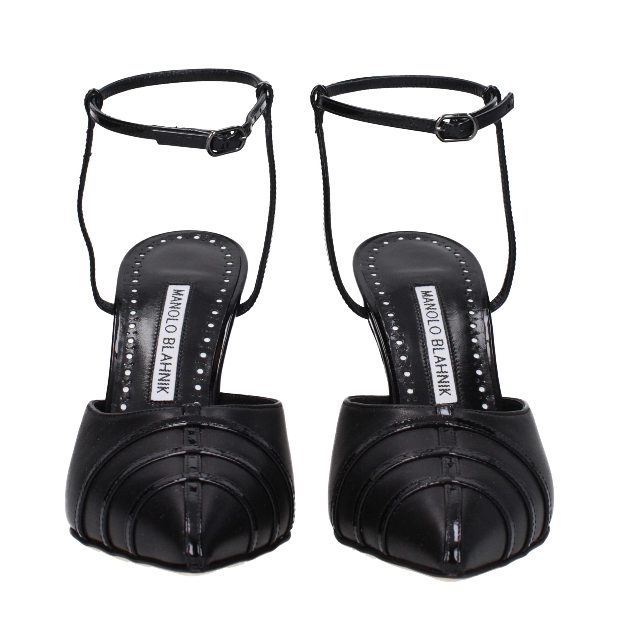 Manolo Blahnik Black Leather High Heel Pumps - Image 3