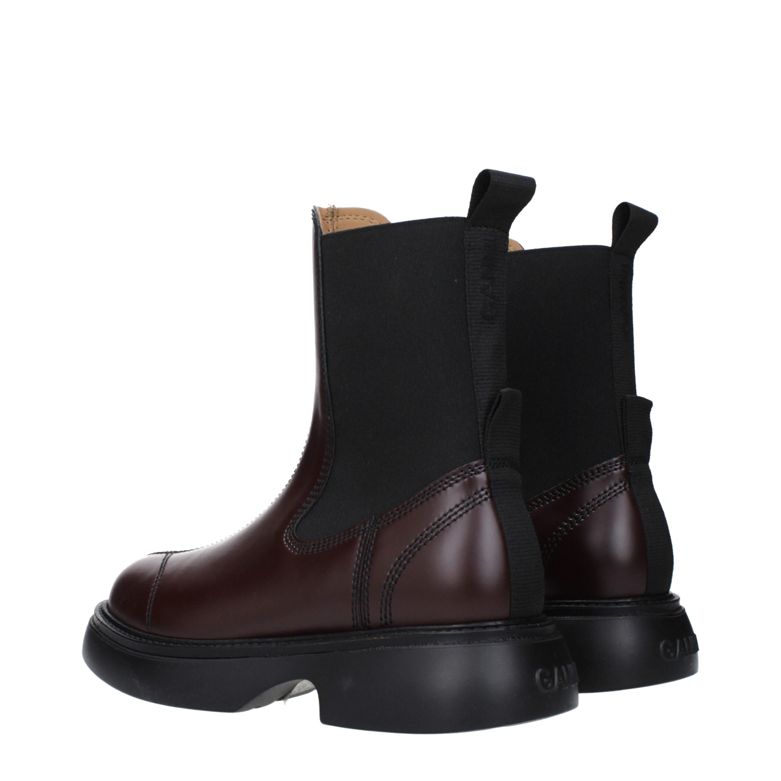 Ganni Brown Leather Ankle Boots - Image 4