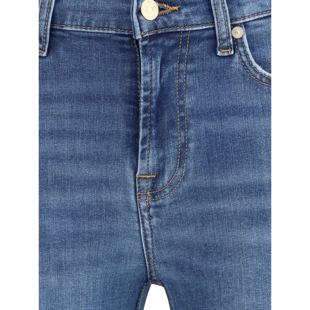 7FOR Blue Cotton Flared Jeans - Image 3