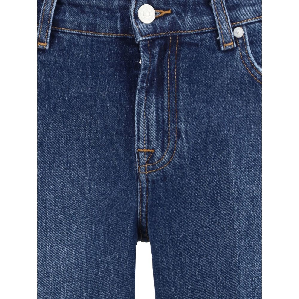 7FOR Blue Cotton Straight-Leg Jeans - Image 3