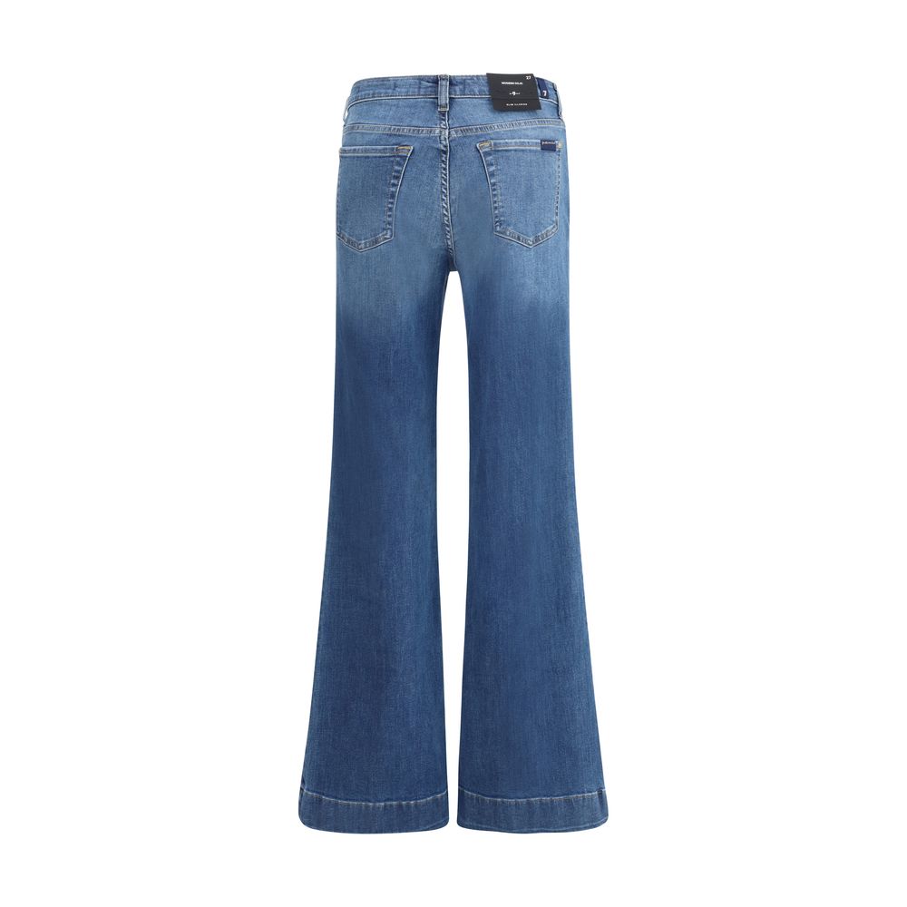 7FOR Blue Cotton Flared Jeans - Image 2