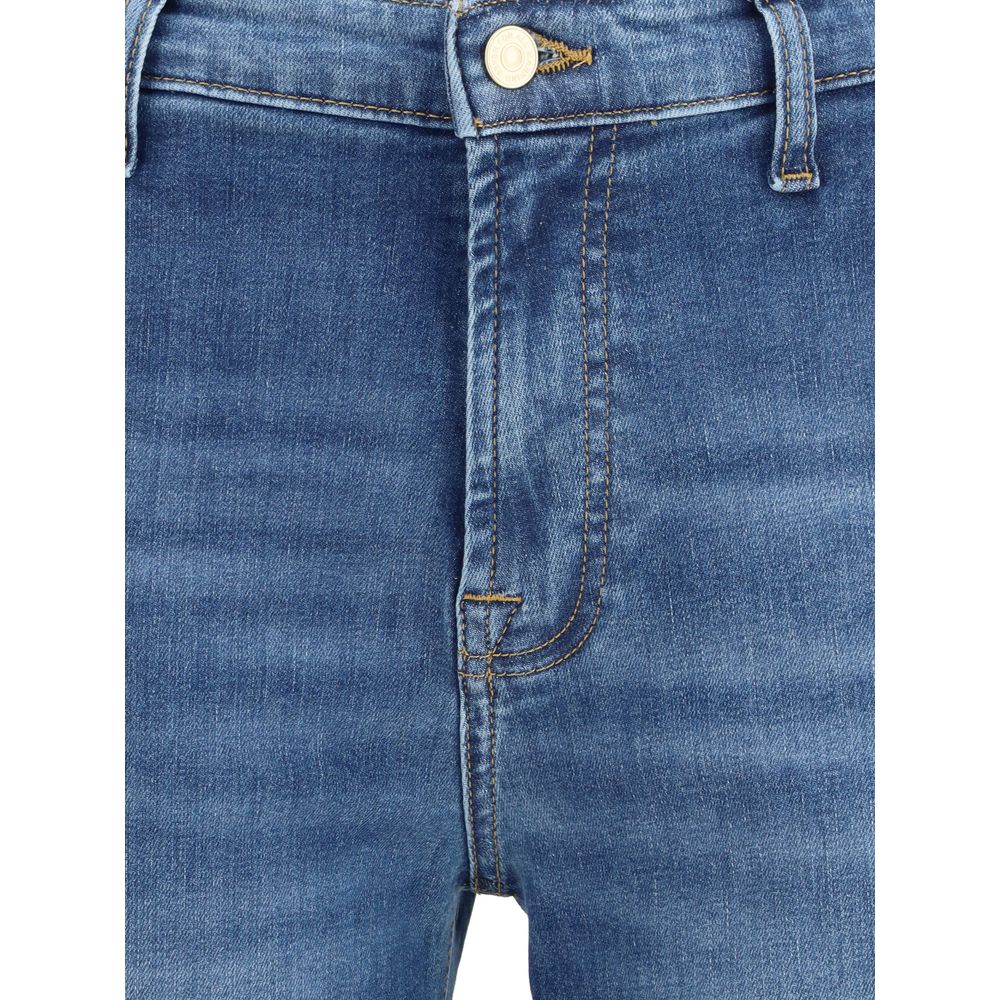 7FOR Blue Cotton Flared Jeans - Image 3