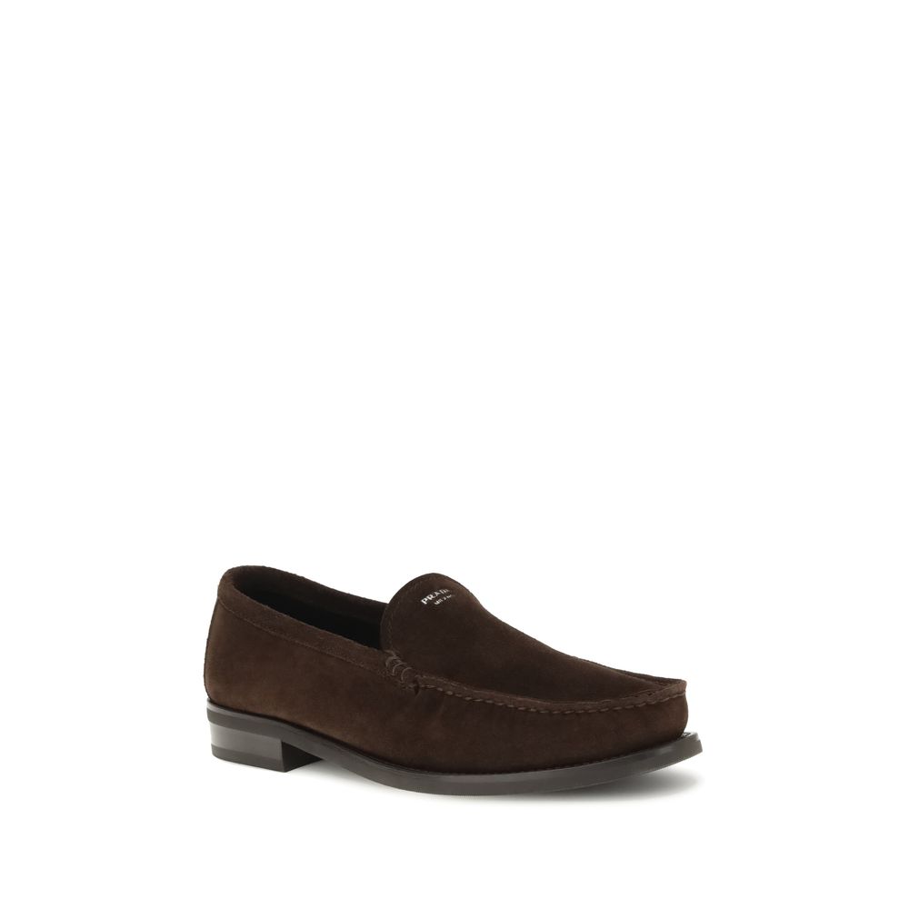 Prada Brown Calf Leather Bos Taurus Slip-On Loafers - Image 2