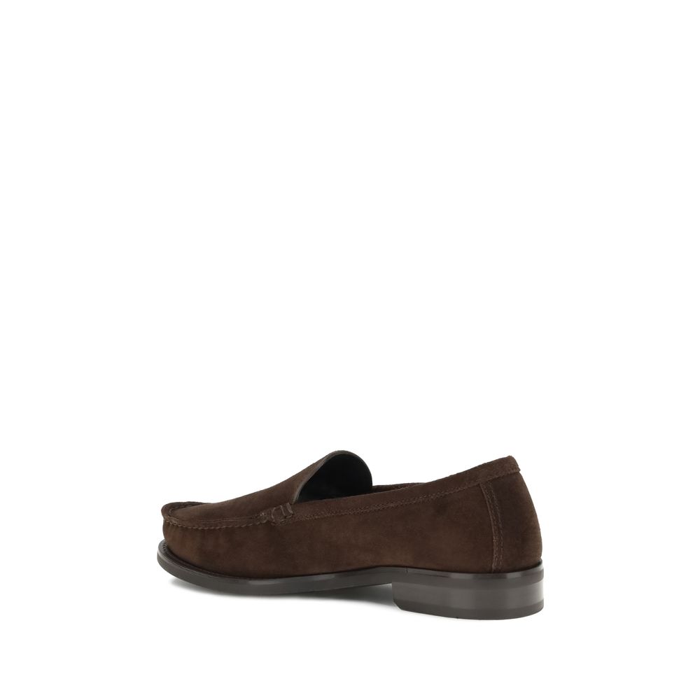 Prada Brown Calf Leather Bos Taurus Slip-On Loafers - Image 3