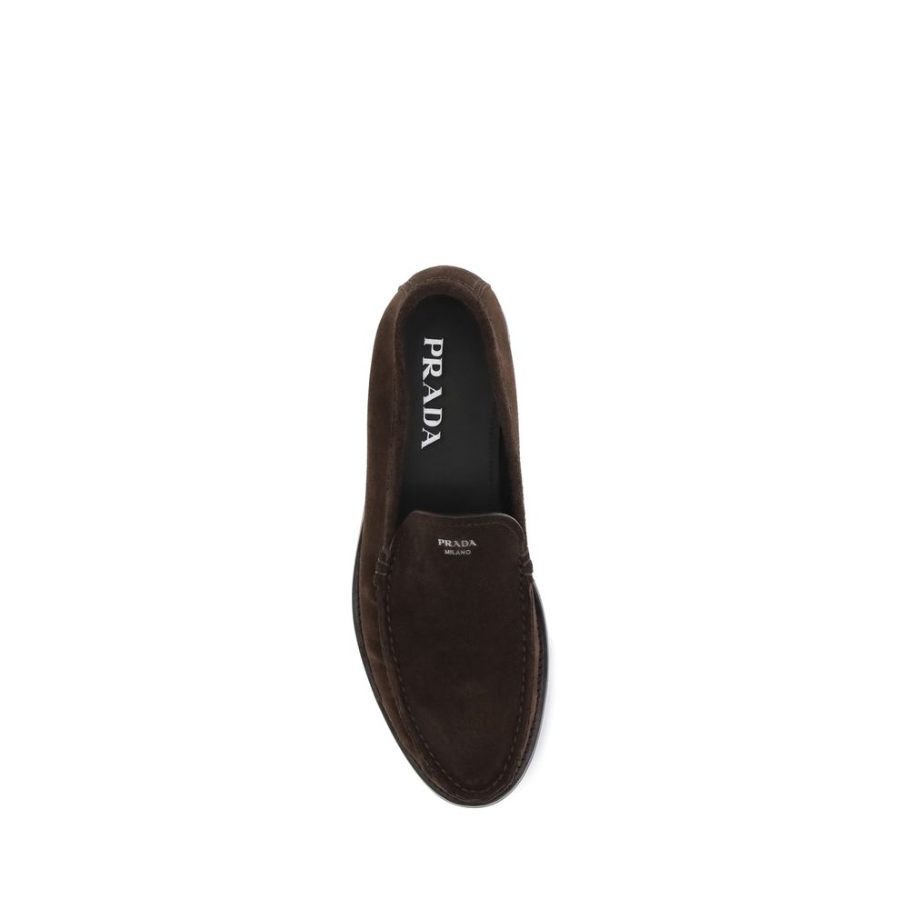 Prada Brown Calf Leather Bos Taurus Slip-On Loafers - Image 4
