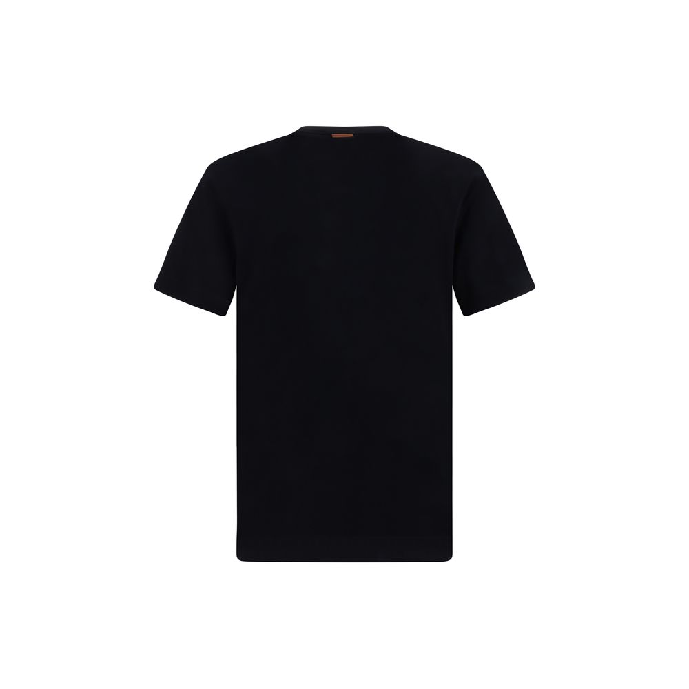 ZEGNA Black Cotton T-Shirt - Image 2