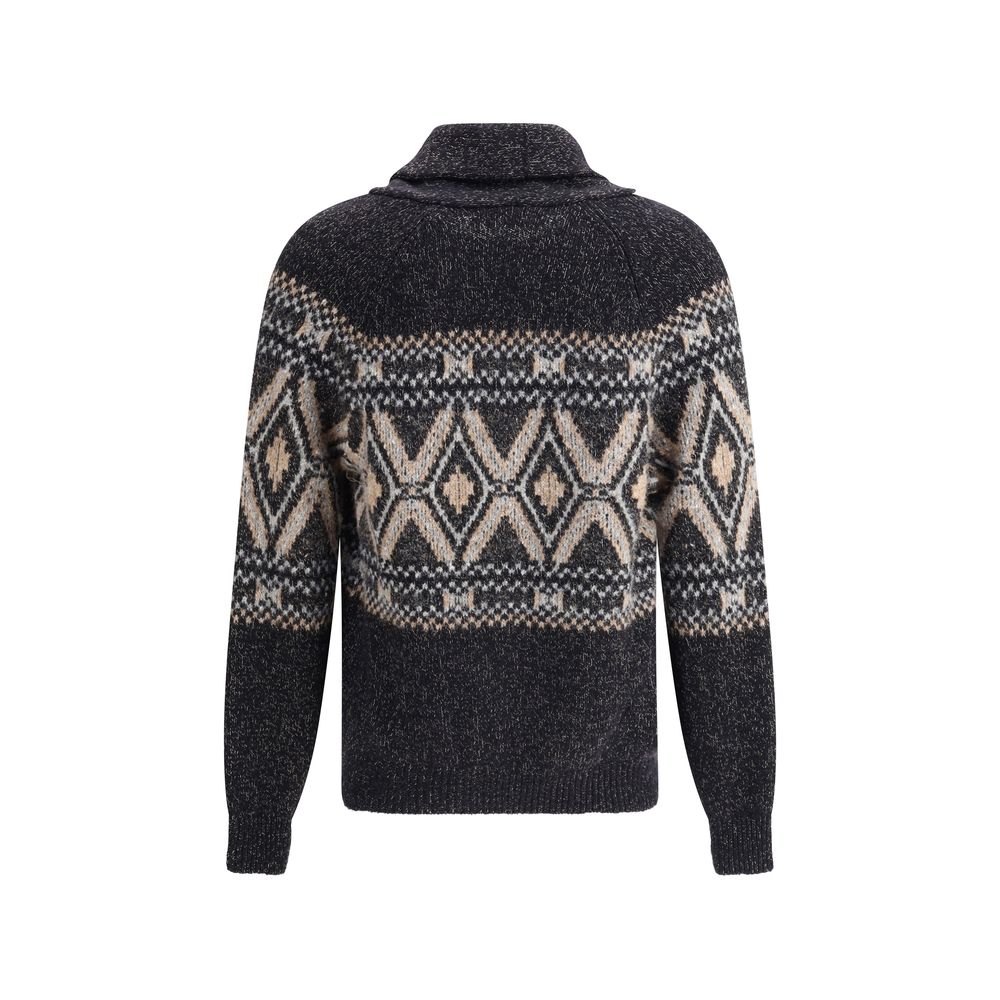 Brunello Cucinelli Black Fleece Wool Sweatshirt - Image 2