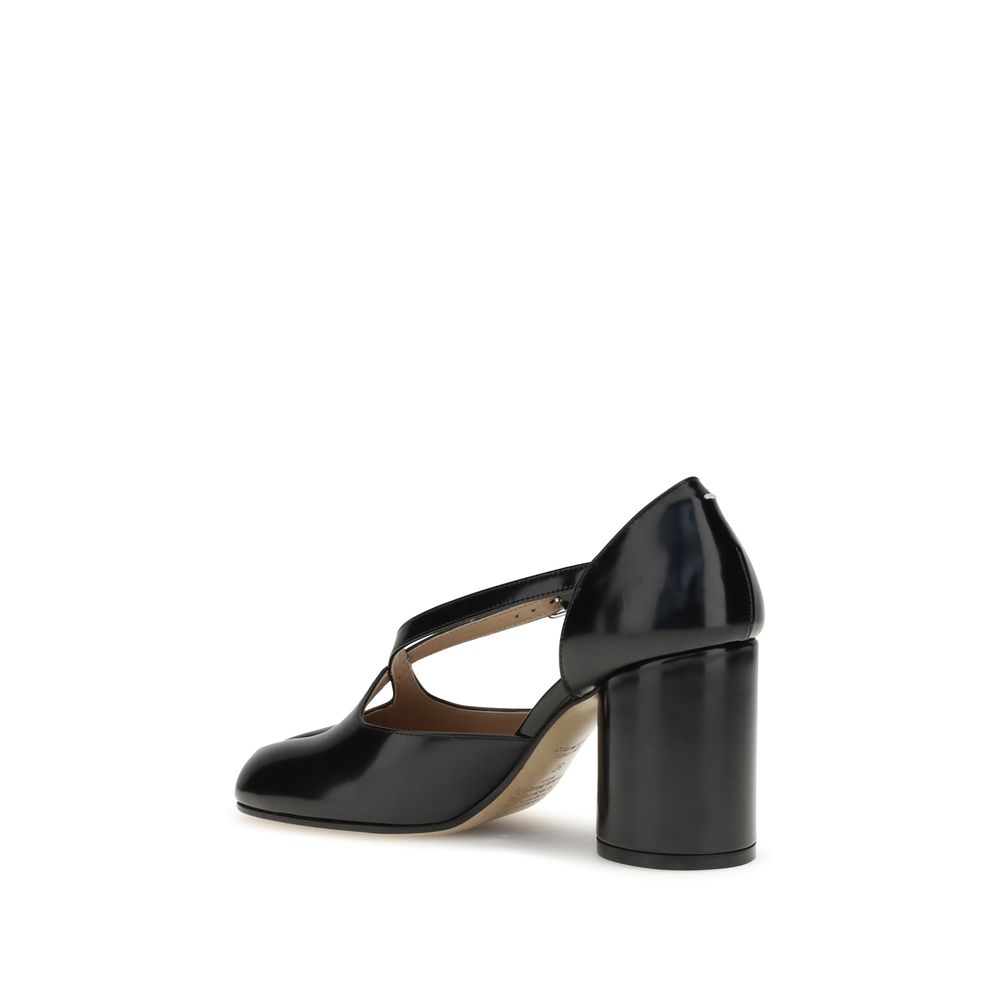 Margiela Black Calf Leather Bos Taurus High Heel Pumps - Image 3
