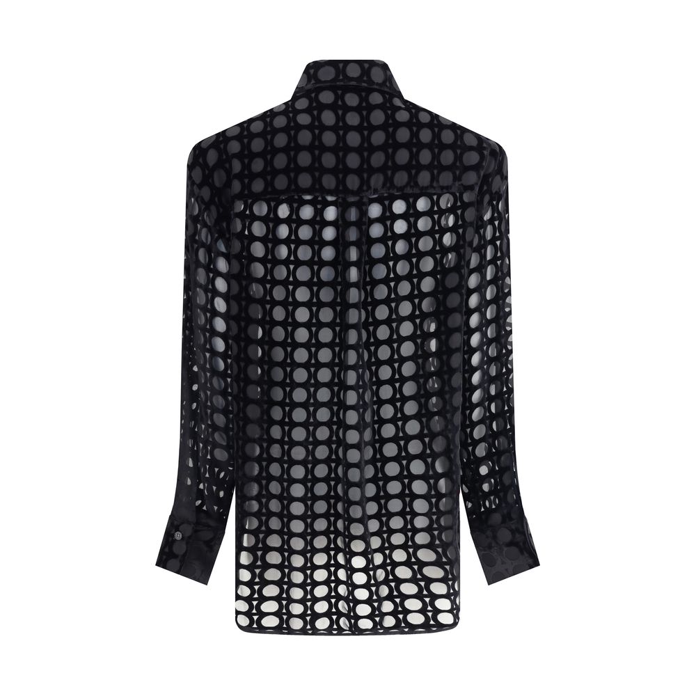Ferragamo Black Silk Pattern Shirt - Image 2
