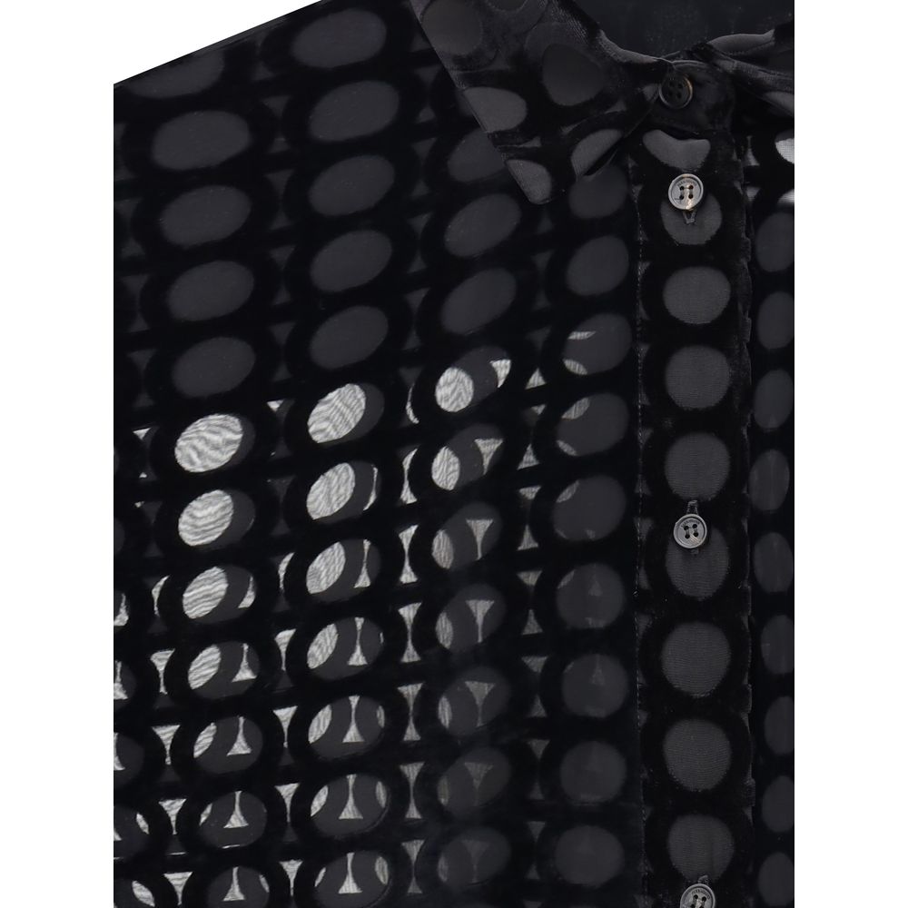Ferragamo Black Silk Pattern Shirt - Image 3
