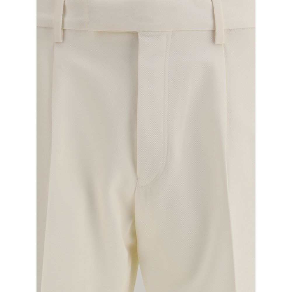 ZEGNA White Cotton Dress Pants - Image 3