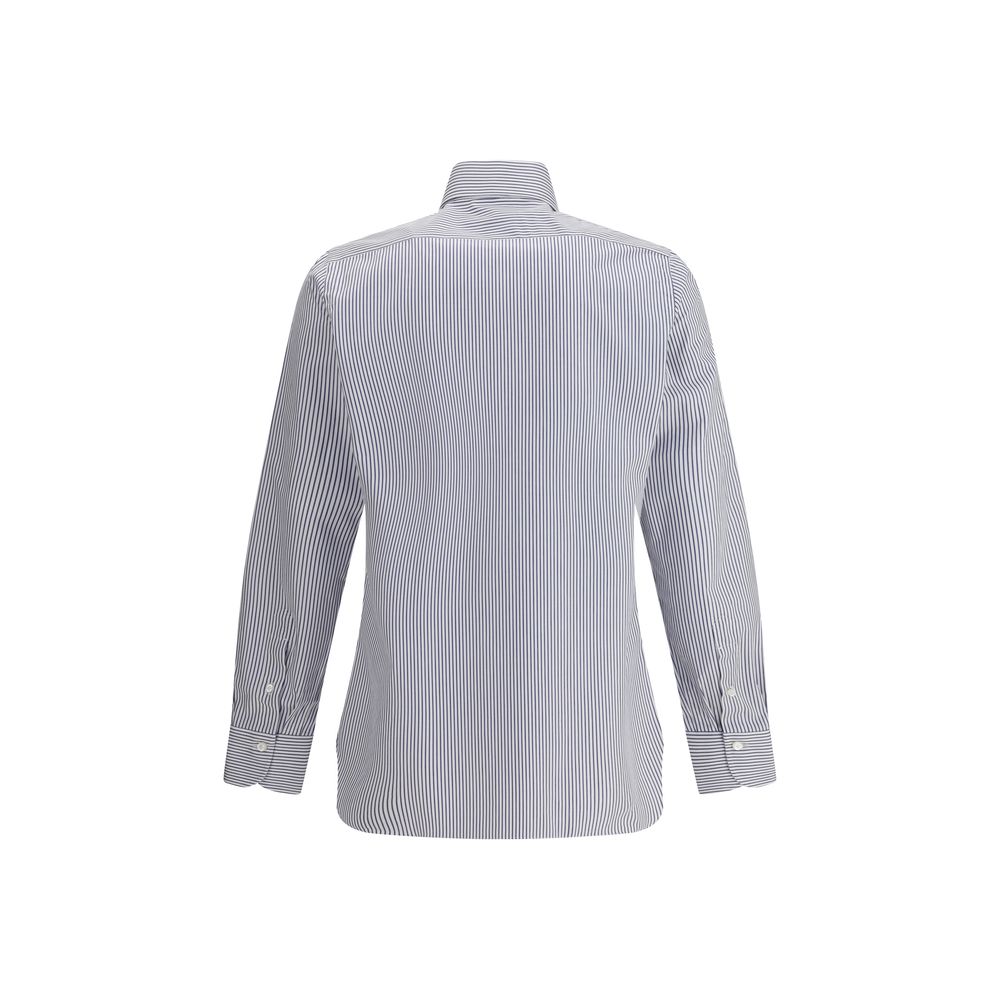 Finamore Blue Cotton Pattern Shirt - Image 2